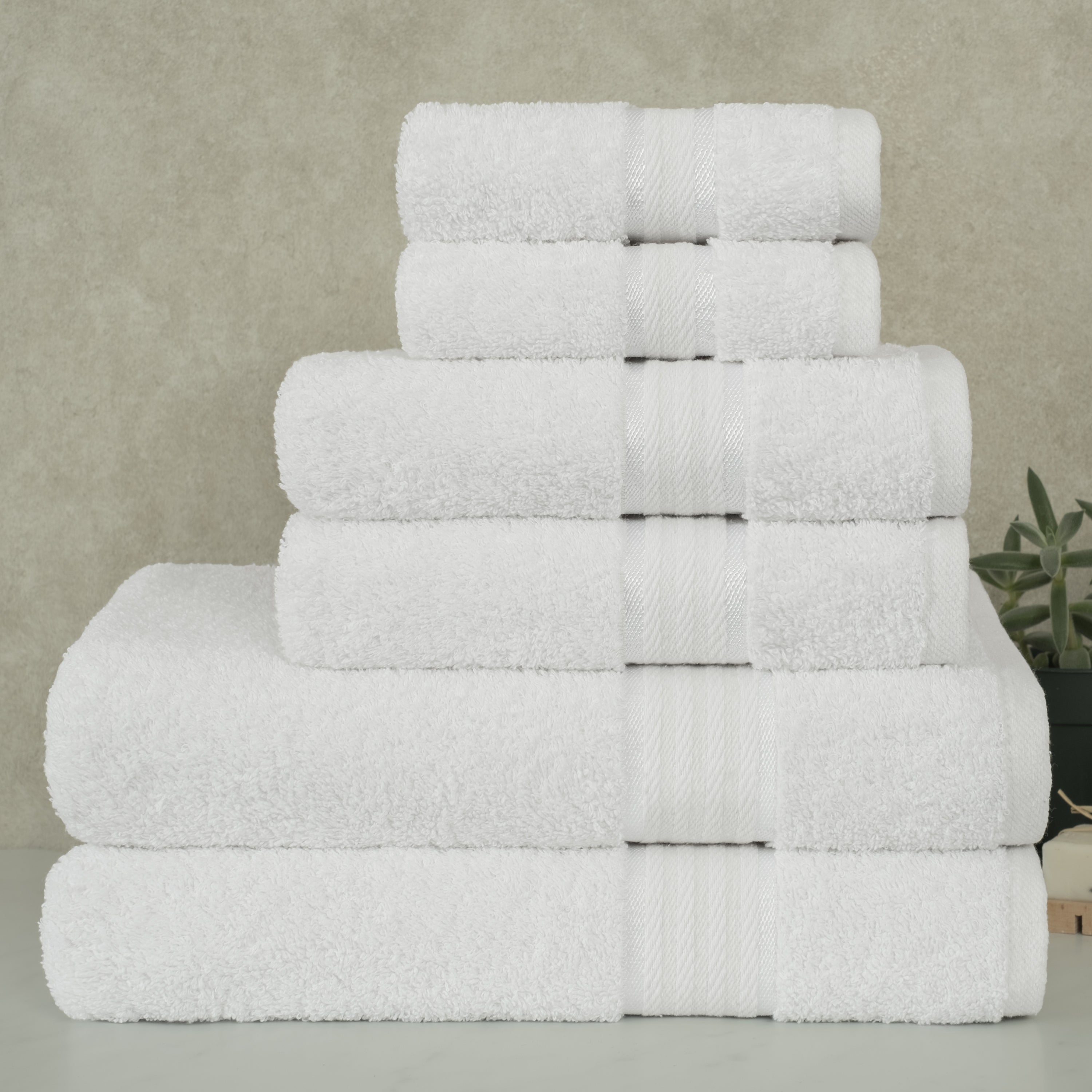 American-softlinen - Salem 6 Piece Turkish Cotton Luxury Towel Set - White - 4