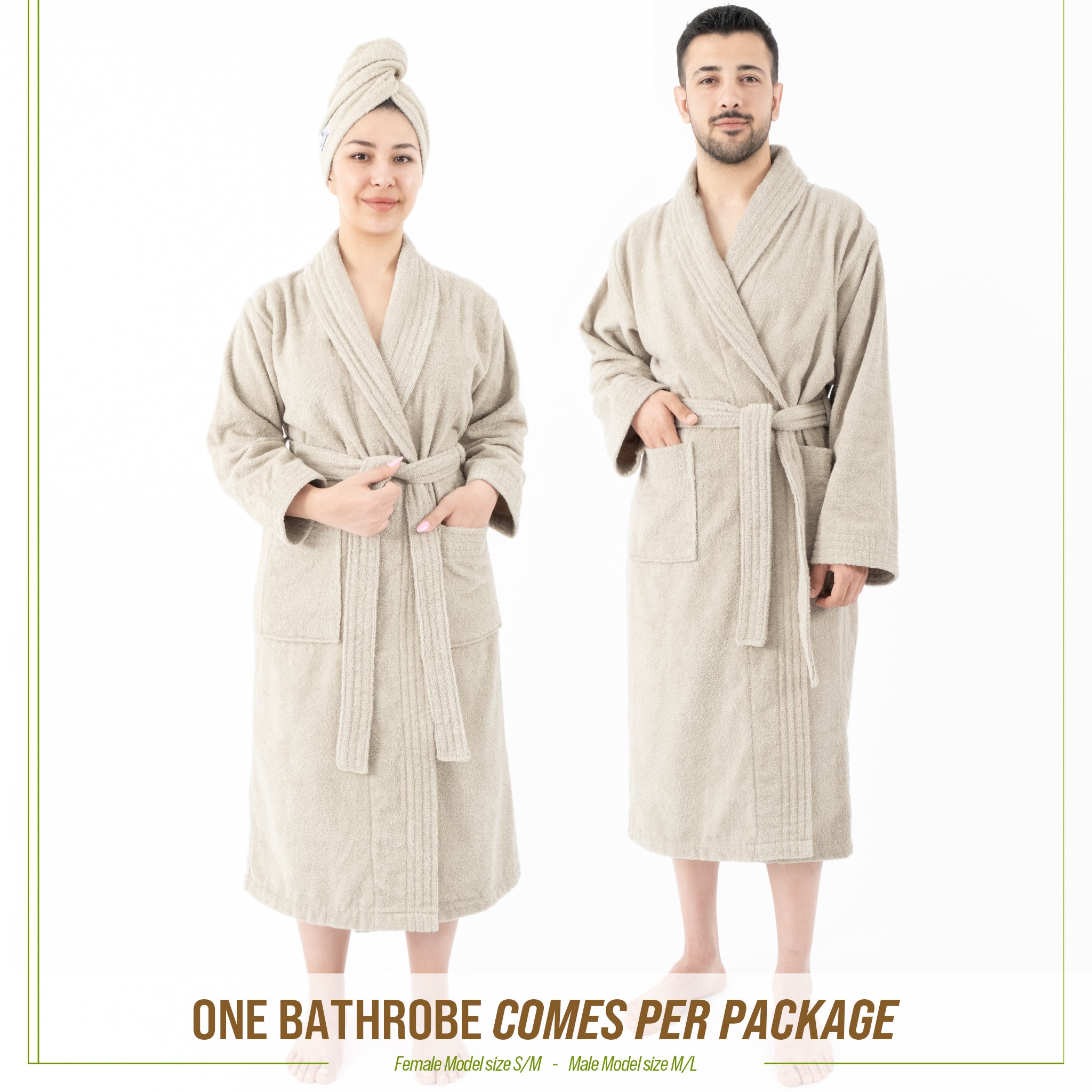 American-softlinen 100% Cotton Bathrobes for Women and Men, Soft, Lightweight, Wholesale Bathrobes Beige M-L, 3
