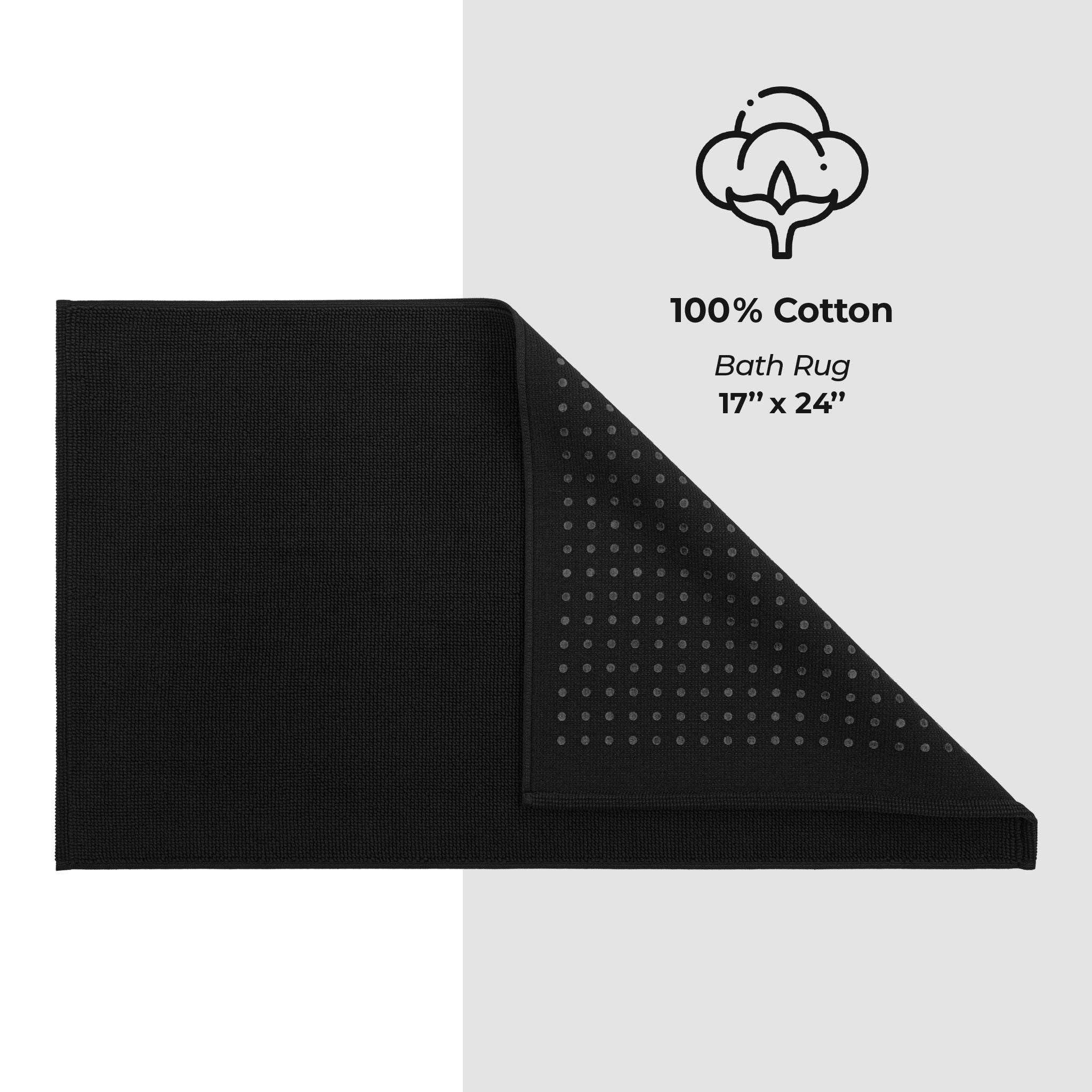 American-softlinen 100% Cotton Bath Mat Rugs, 17x24 inches Slip Resistant Bottom Base Bath Mats for Bathroom