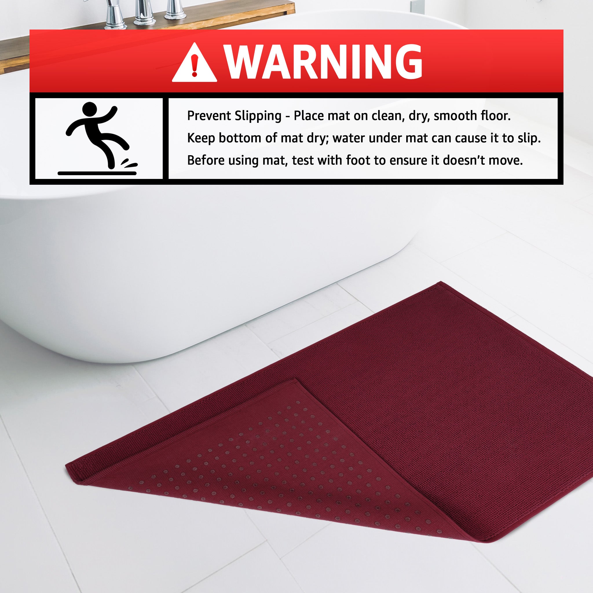 American-softlinen 100% Cotton Bath Mat Rugs, 17x24 inches Slip Resistant Bottom Base Bath Mats for Bathroom