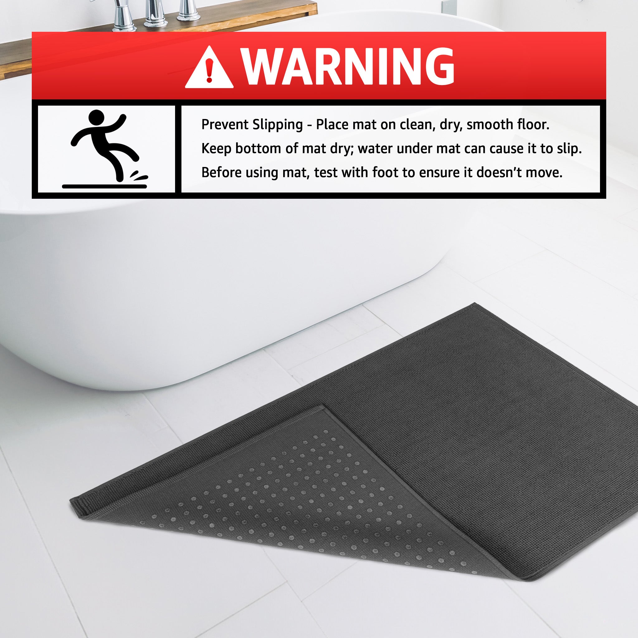 American-softlinen 100% Cotton Bath Mat Rugs, 17x24 inches Slip Resistant Bottom Base Bath Mats for Bathroom