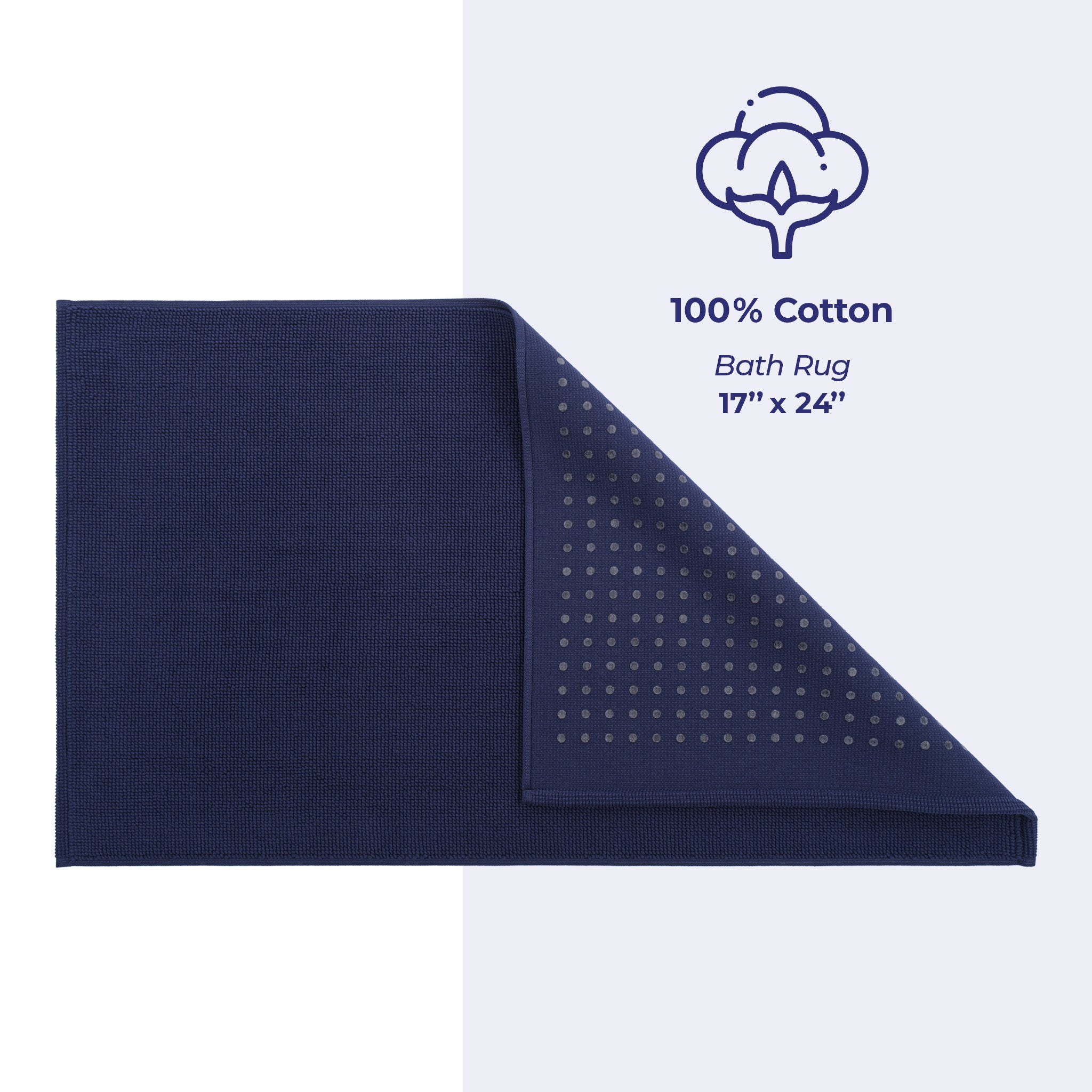 American-softlinen 100% Cotton Bath Mat Rugs, 17x24 inches Slip Resistant Bottom Base Bath Mats for Bathroom