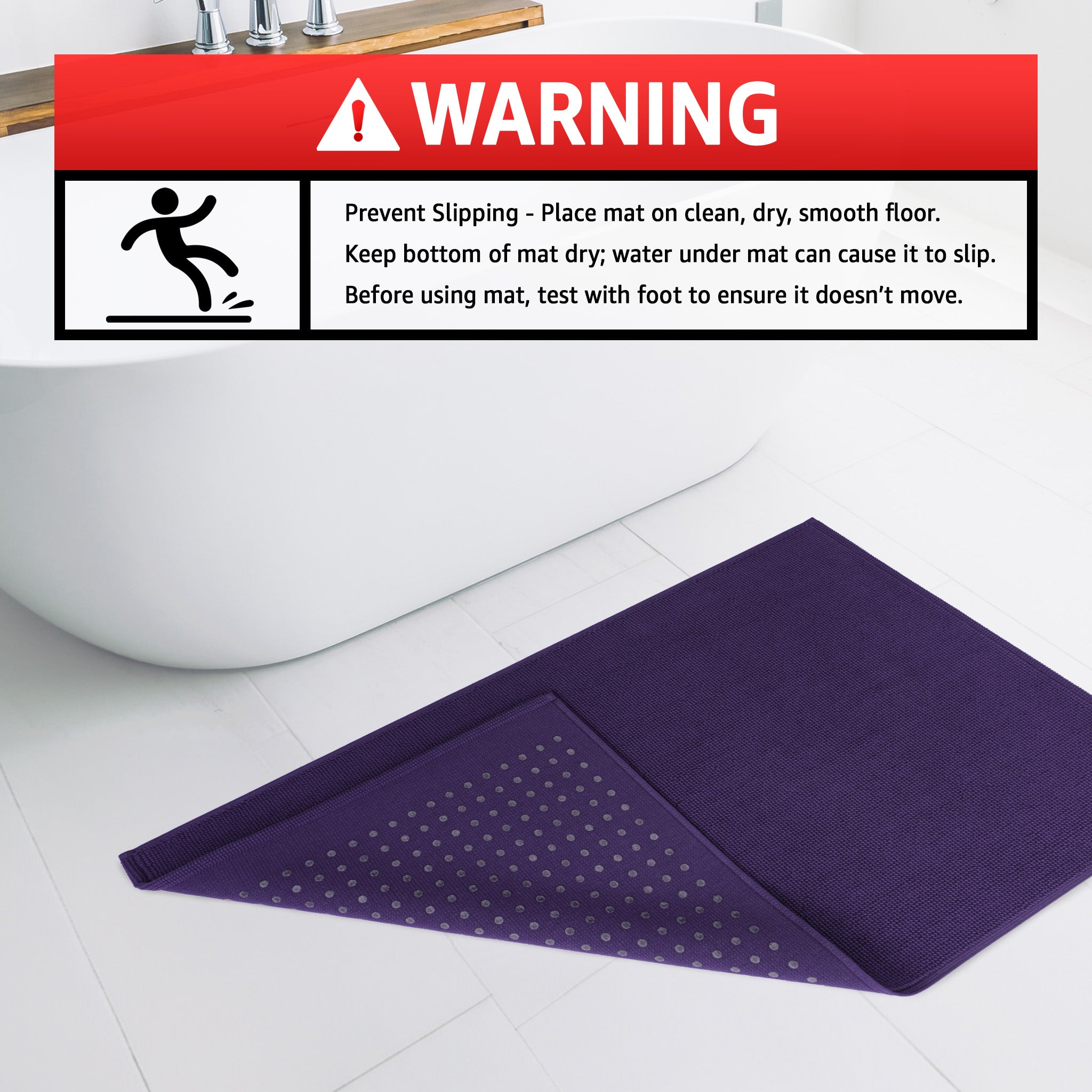 American-softlinen 100% Cotton Bath Mat Rugs, 17x24 inches Slip Resistant Bottom Base Bath Mats for Bathroom