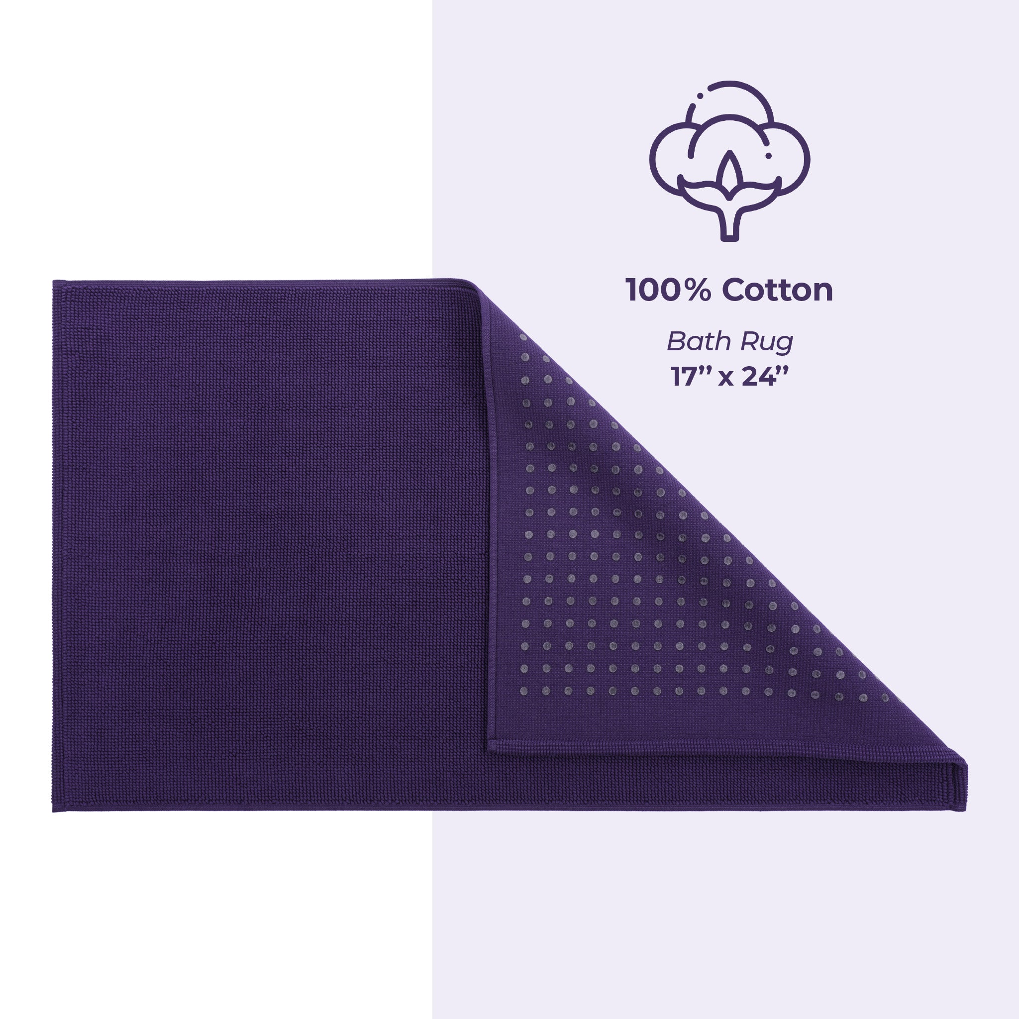 American-softlinen 100% Cotton Bath Mat Rugs, 17x24 inches Slip Resistant Bottom Base Bath Mats for Bathroom