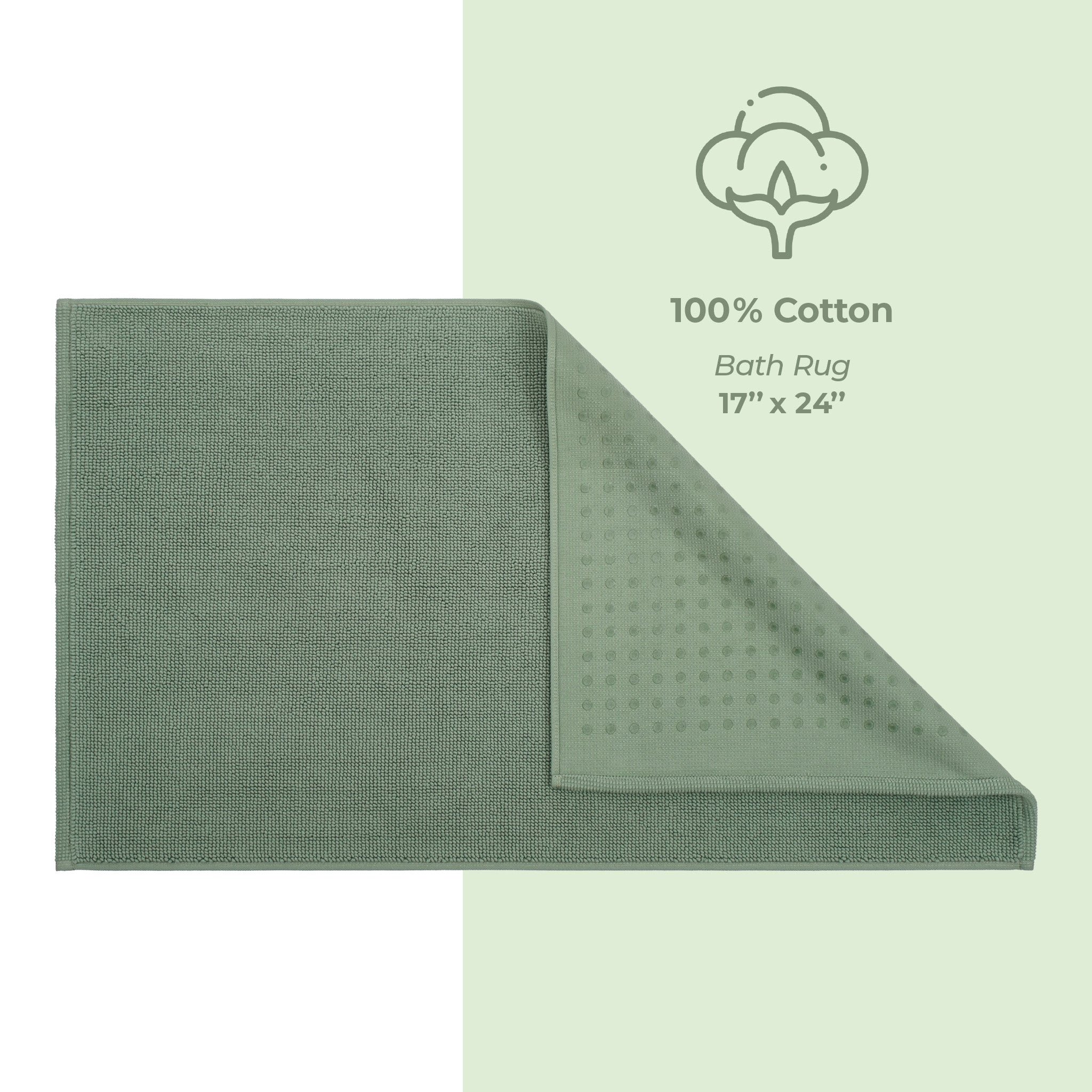 American-softlinen 100% Cotton Bath Mat Rugs, 17x24 inches Slip Resistant Bottom Base Bath Mats for Bathroom