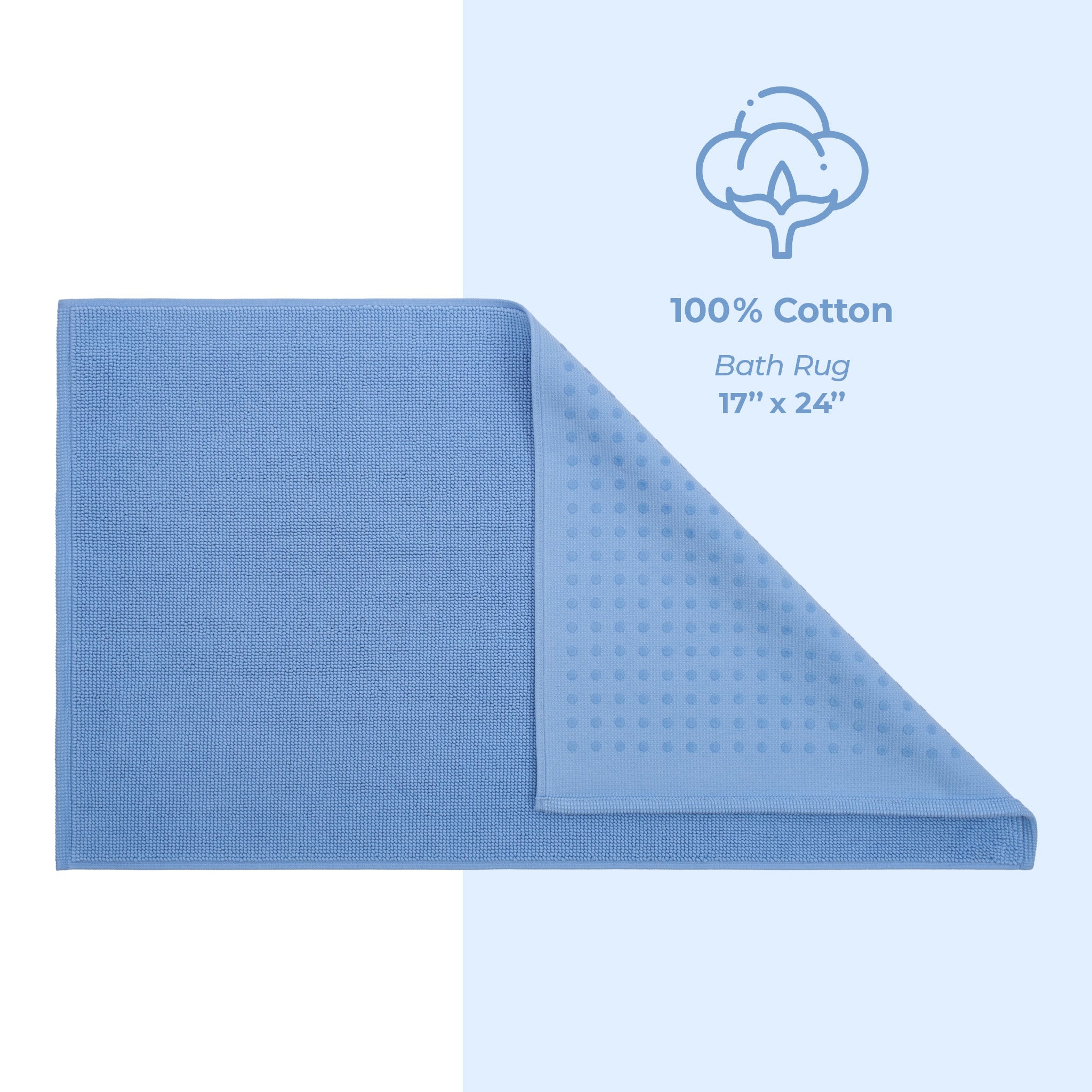 American-softlinen 100% Cotton Bath Mat Rugs, 17x24 inches Slip Resistant Bottom Base Bath Mats for Bathroom