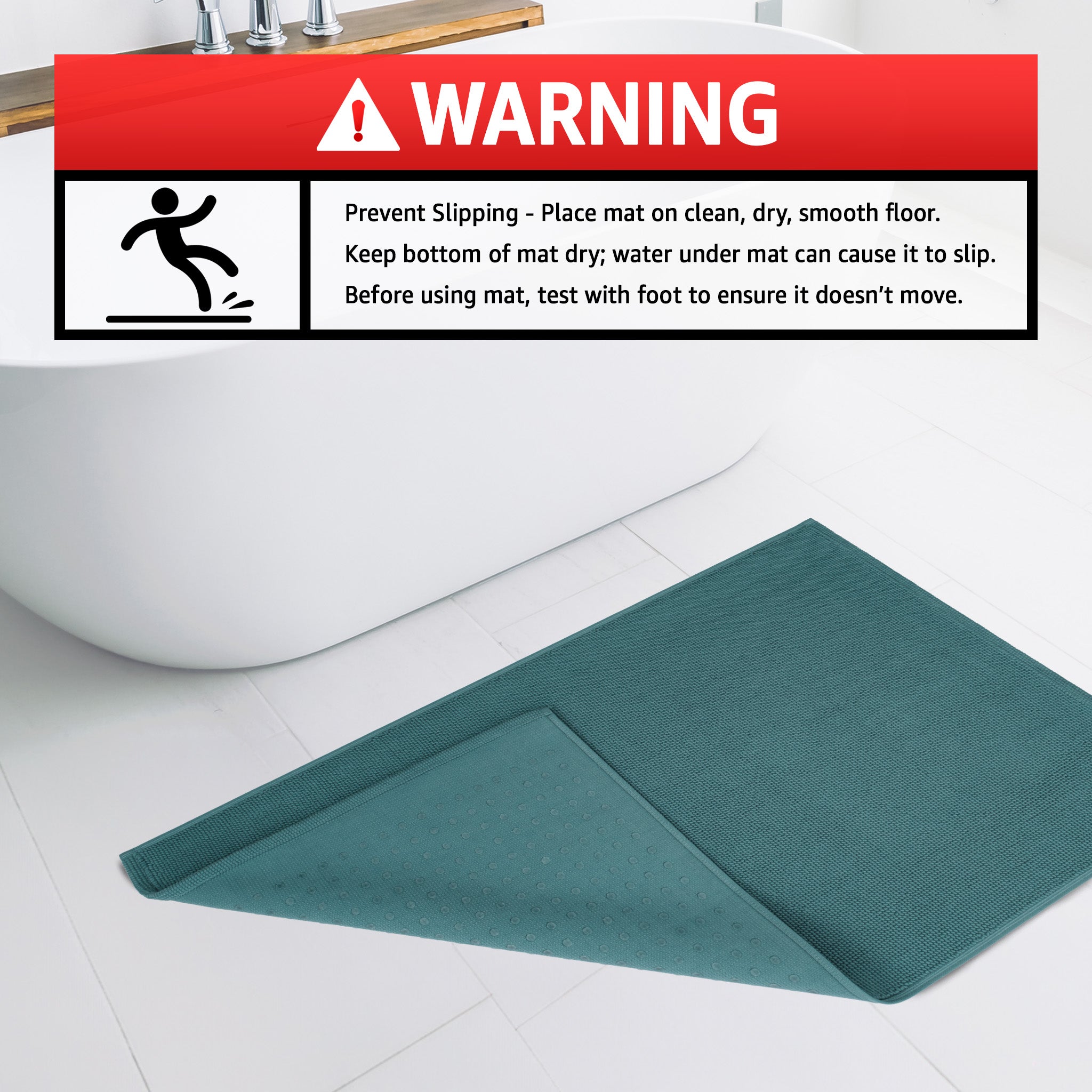 American-softlinen 100% Cotton Bath Mat Rugs, 17x24 inches Slip Resistant Bottom Base Bath Mats for Bathroom