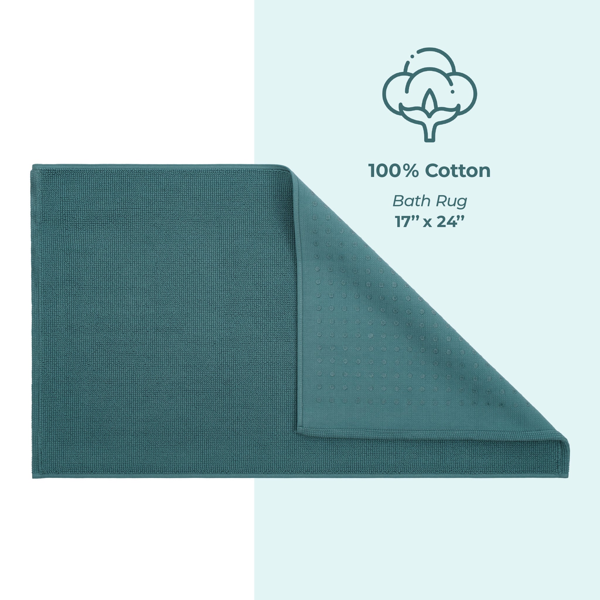 American-softlinen 100% Cotton Bath Mat Rugs, 17x24 inches Slip Resistant Bottom Base Bath Mats for Bathroom