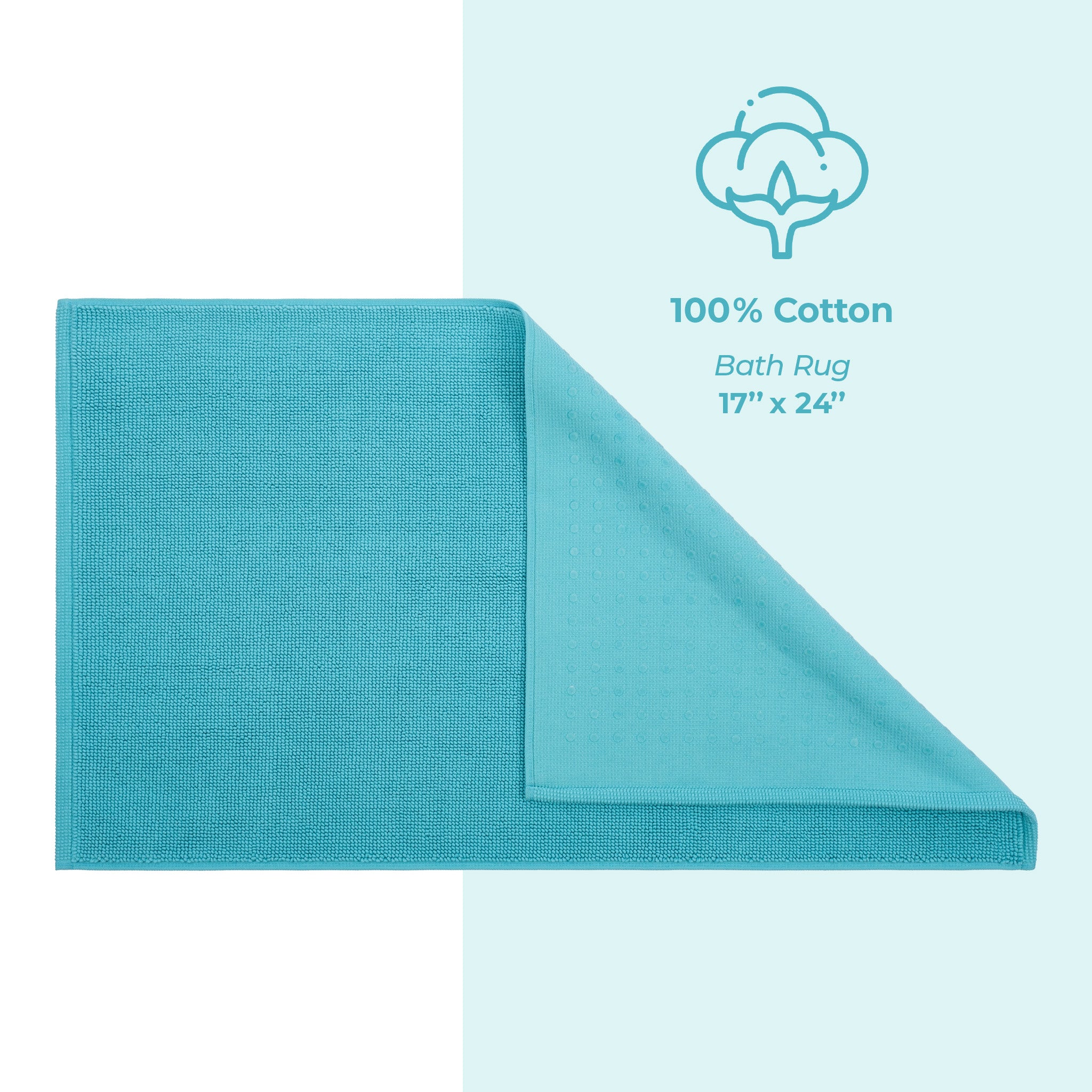 American-softlinen 100% Cotton Bath Mat Rugs, 17x24 inches Slip Resistant Bottom Base Bath Mats for Bathroom