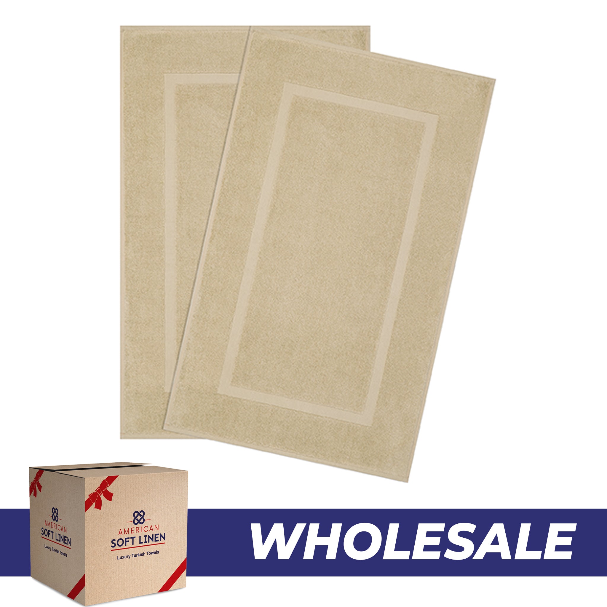 American-softlinen Bekos 100% Cotton Bath Mat Set, 2 Piece 20x34 inches Wholesale Bath Rugs for Bathroom