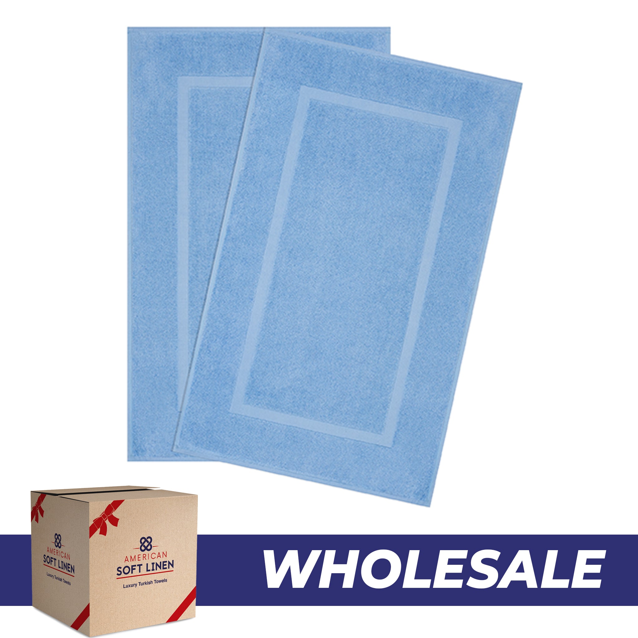 American-softlinen Bekos 100% Cotton Bath Mat Set, 2 Piece 20x34 inches Wholesale Bath Rugs for Bathroom