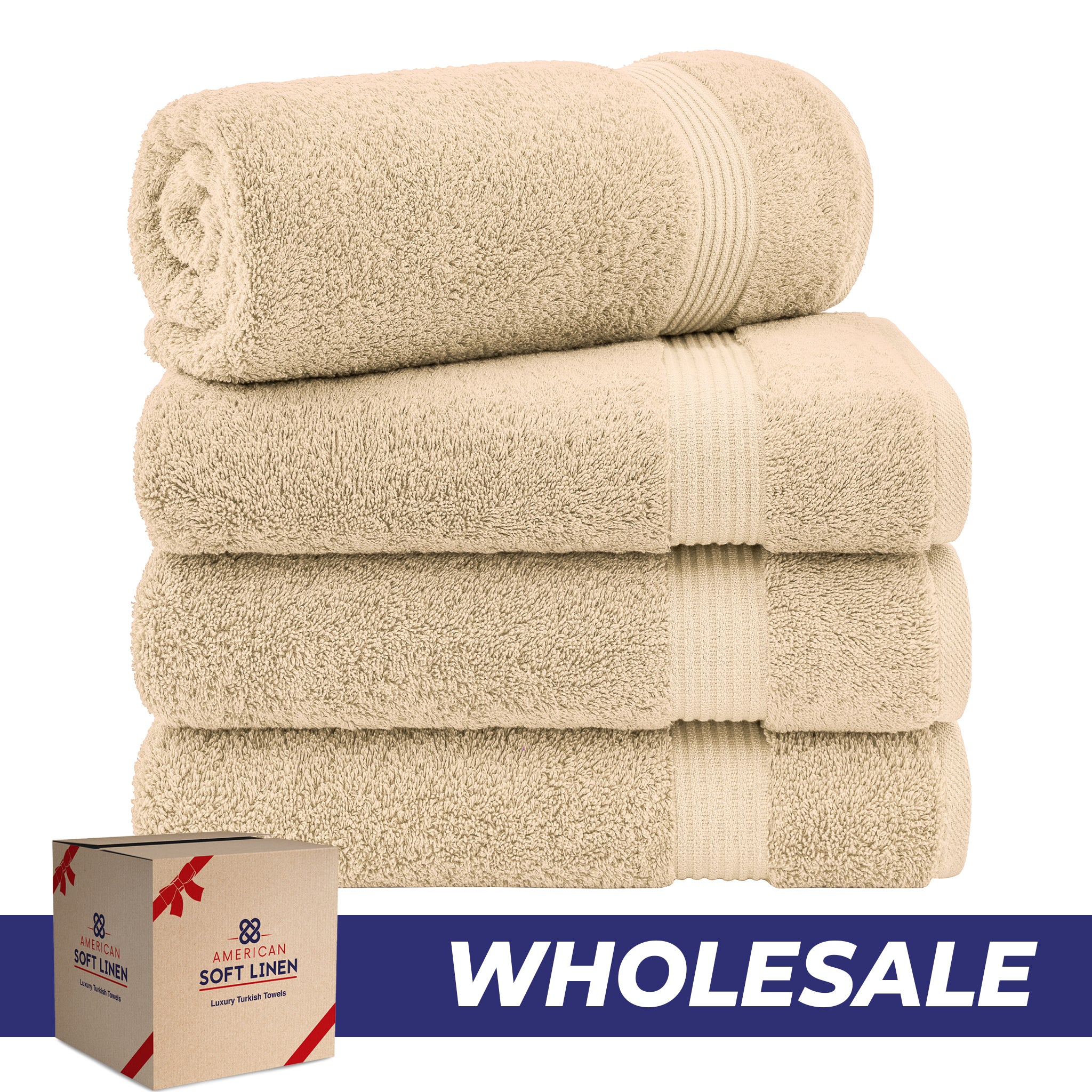 American-softlinen Bekos 100% Cotton Turkish 4-Piece Bath Towel Sets, Wholesale Luxury Bath Towels