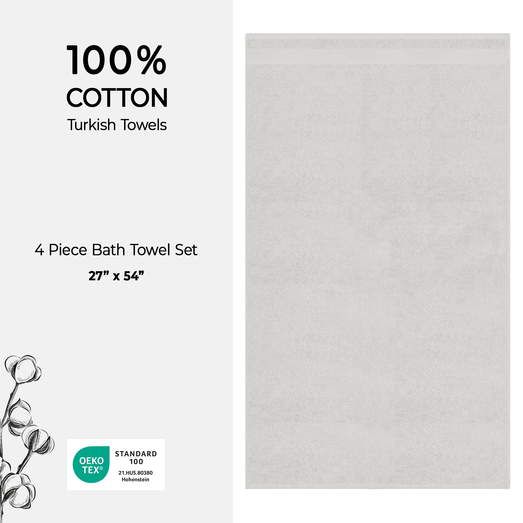 American-softlinen Bekos 100% Cotton Turkish 4-Piece Bath Towel Sets, Wholesale Luxury Bath Towels