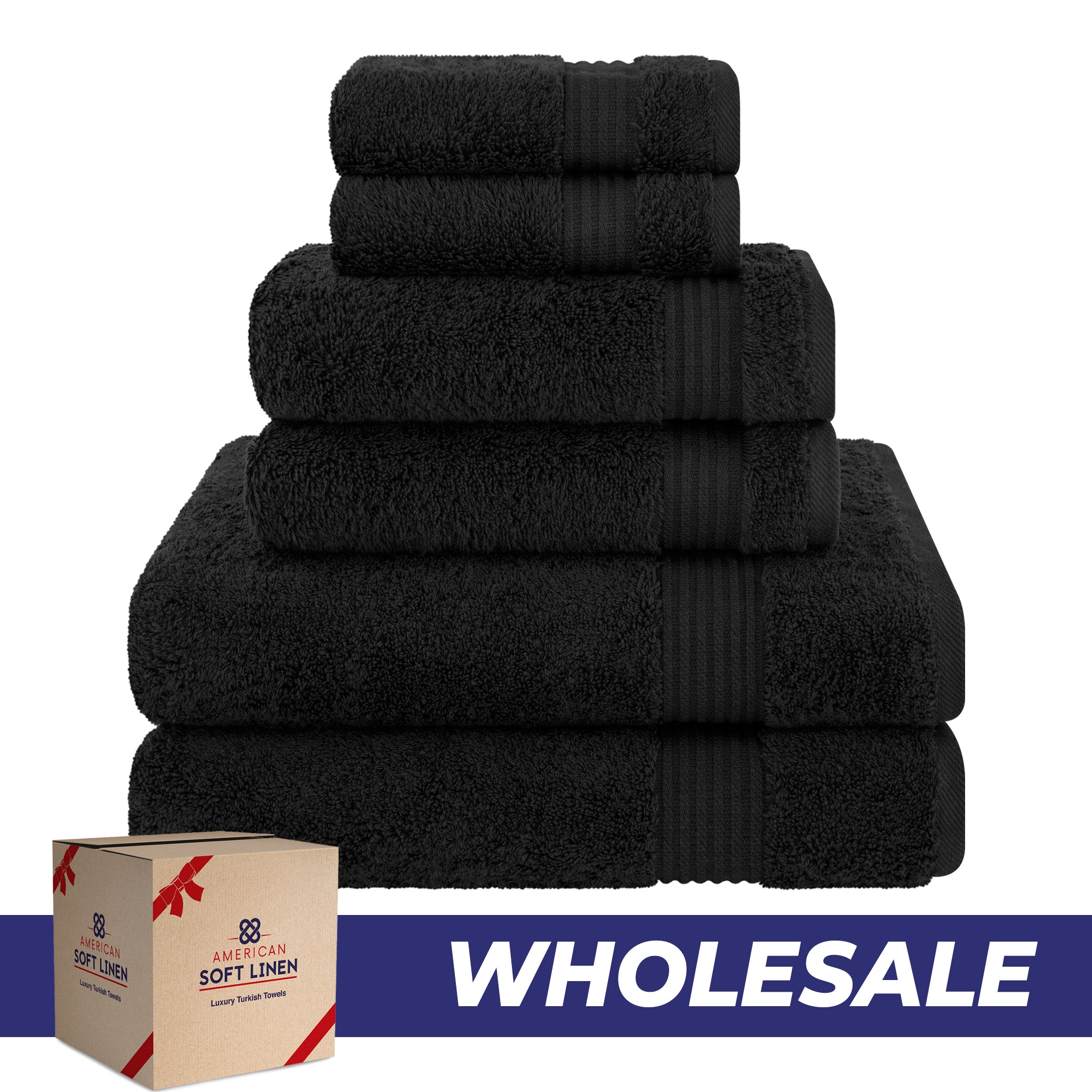 American-softlinen Bekos 100% Cotton 6-Piece Turkish Bath Towel Sets, Wholesale Luxury Bath Towels