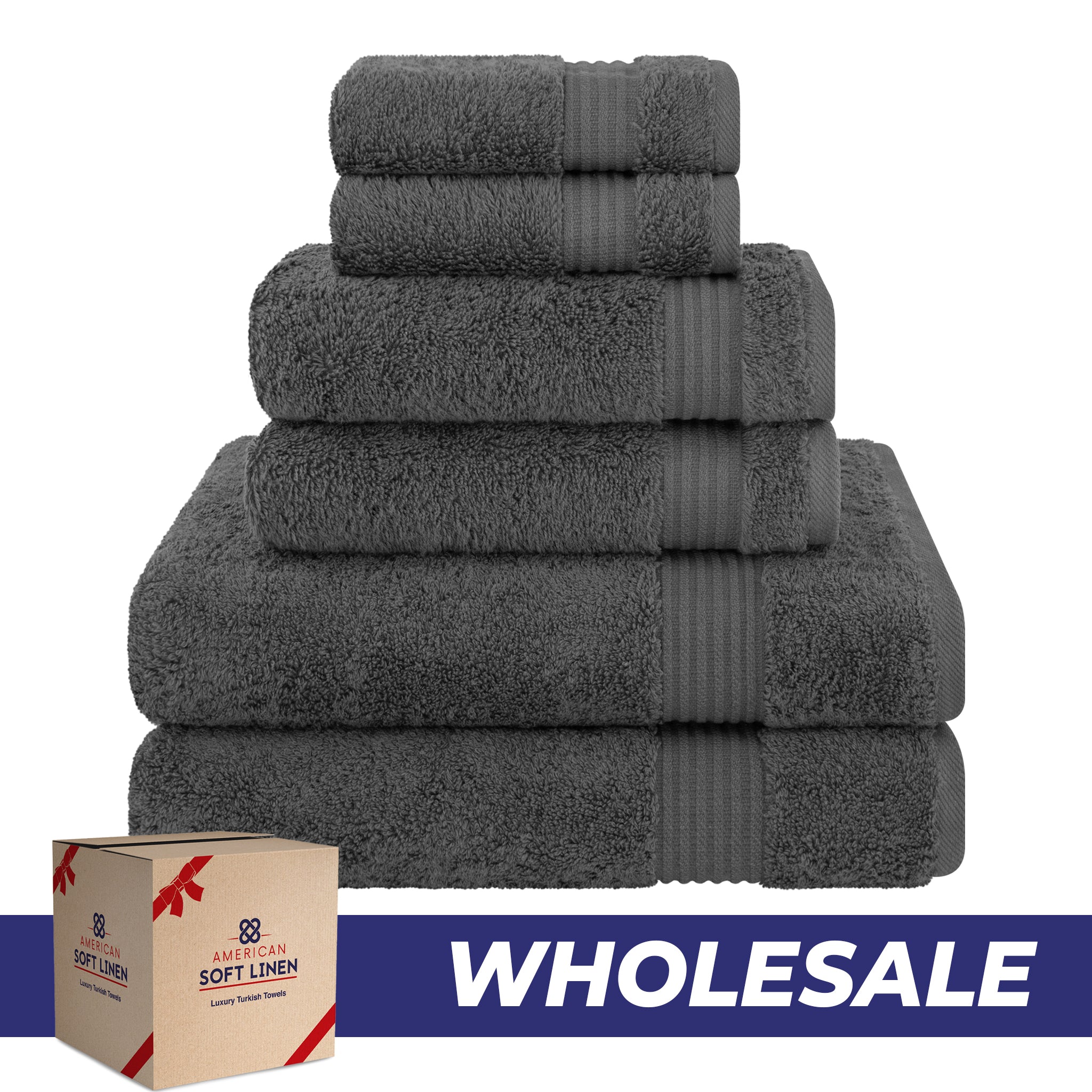 American-softlinen Bekos 100% Cotton 6-Piece Turkish Bath Towel Sets, Wholesale Luxury Bath Towels
