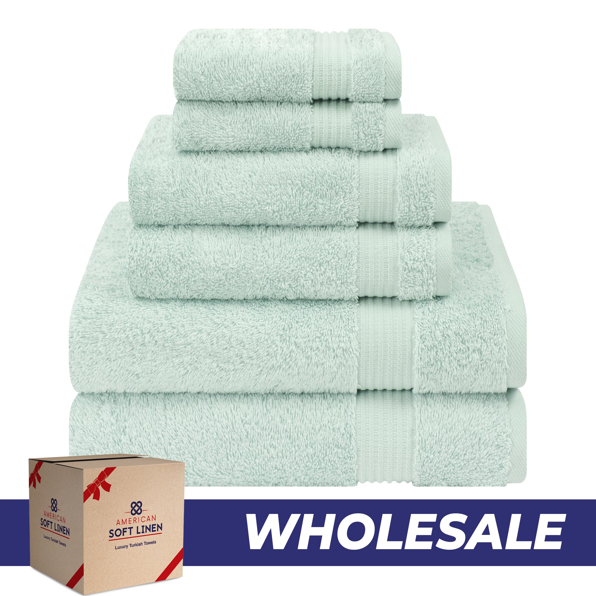 American-softlinen Bekos 100% Cotton 6-Piece Turkish Bath Towel Sets, Wholesale Luxury Bath Towels