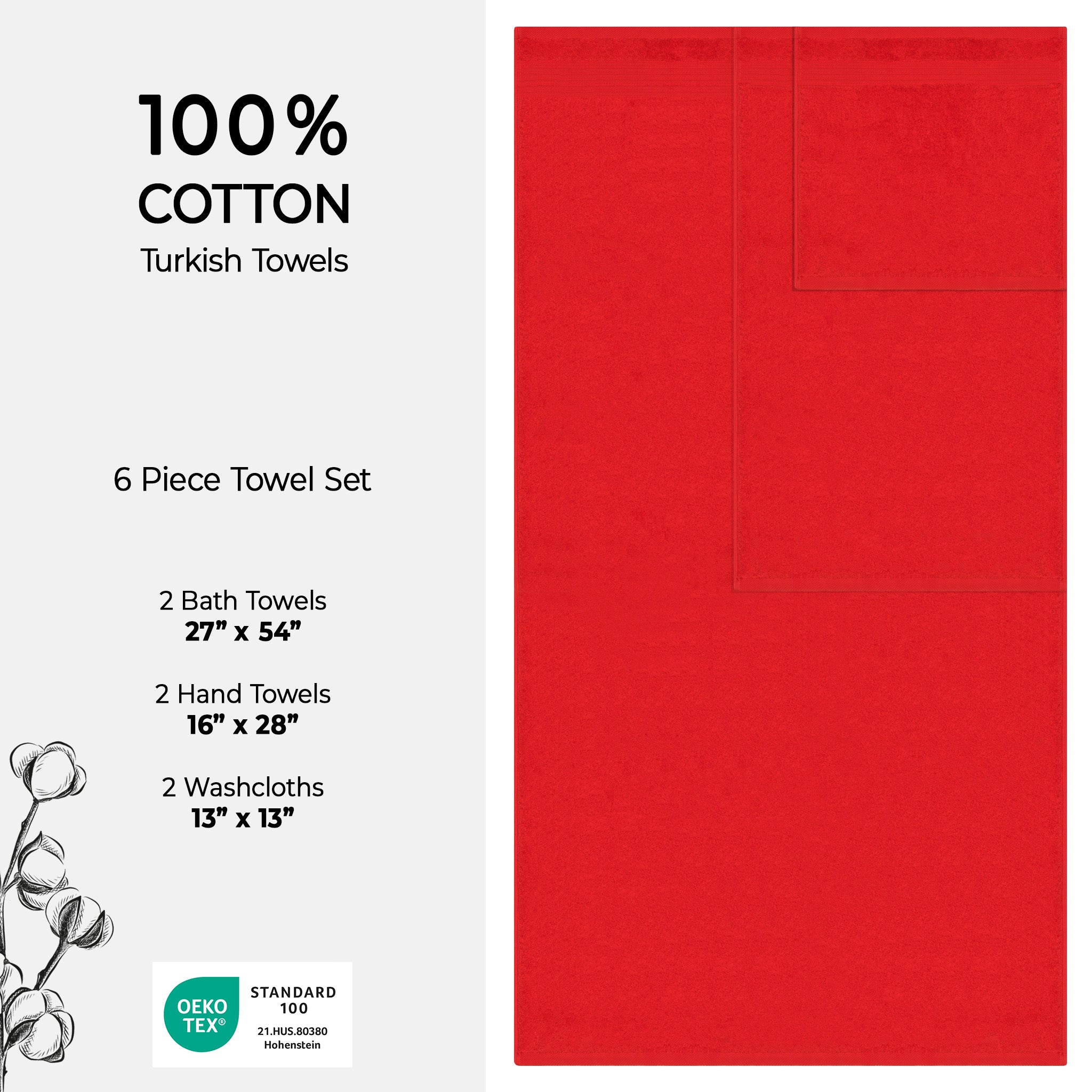 American-softlinen Bekos 100% Cotton 6-Piece Turkish Bath Towel Sets, Wholesale Luxury Bath Towels