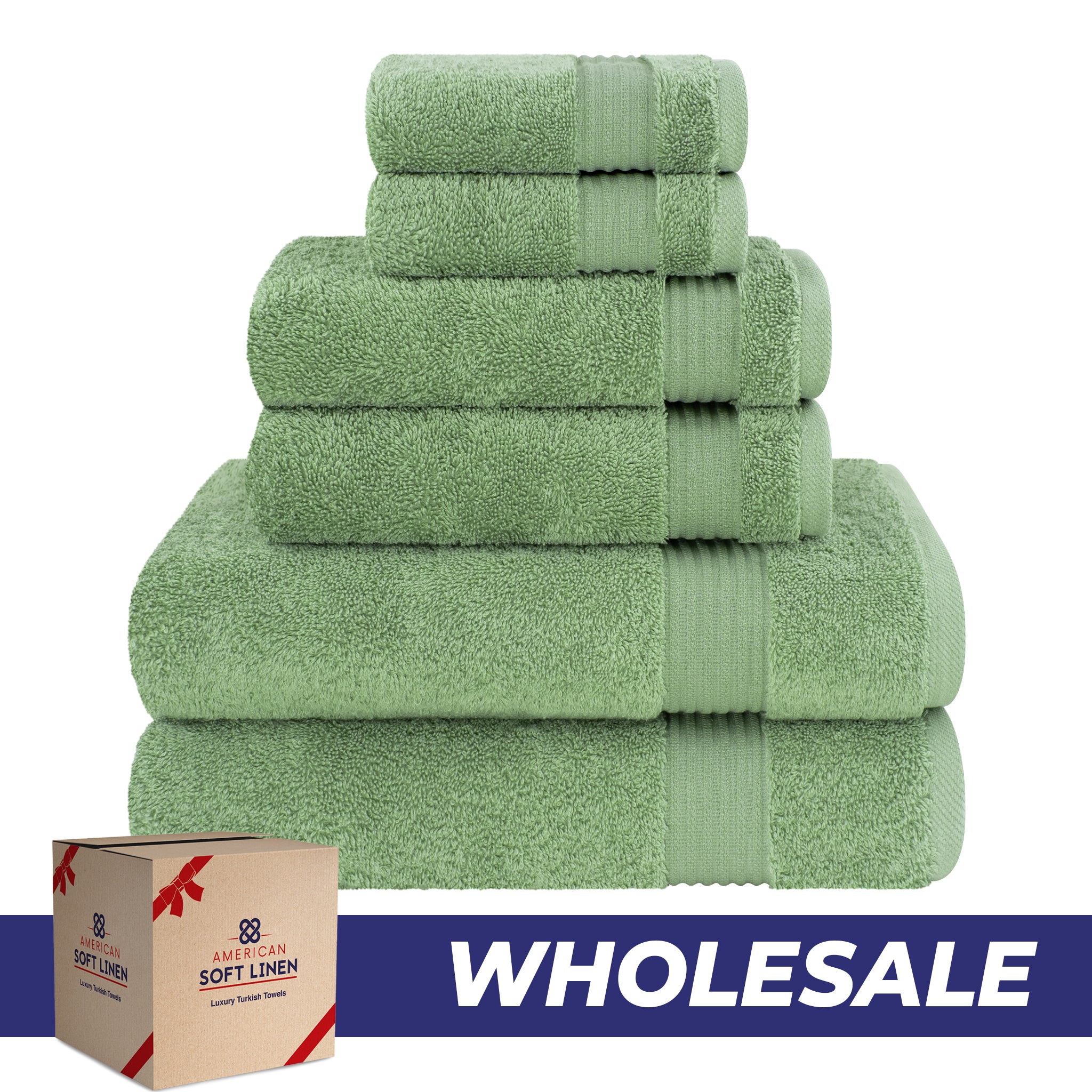 American-softlinen Bekos 100% Cotton 6-Piece Turkish Bath Towel Sets, Wholesale Luxury Bath Towels