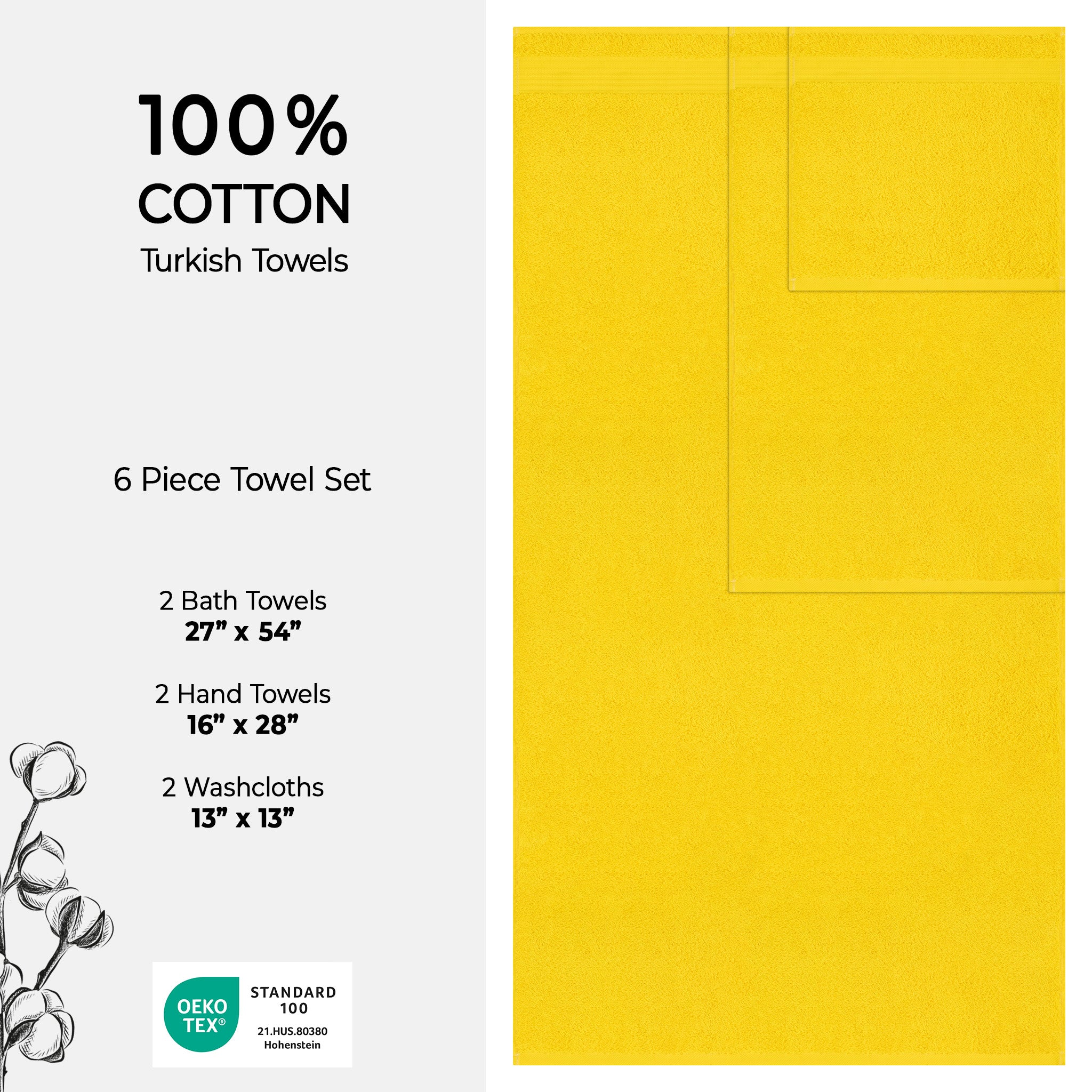 American-softlinen Bekos 100% Cotton 6-Piece Turkish Bath Towel Sets, Wholesale Luxury Bath Towels