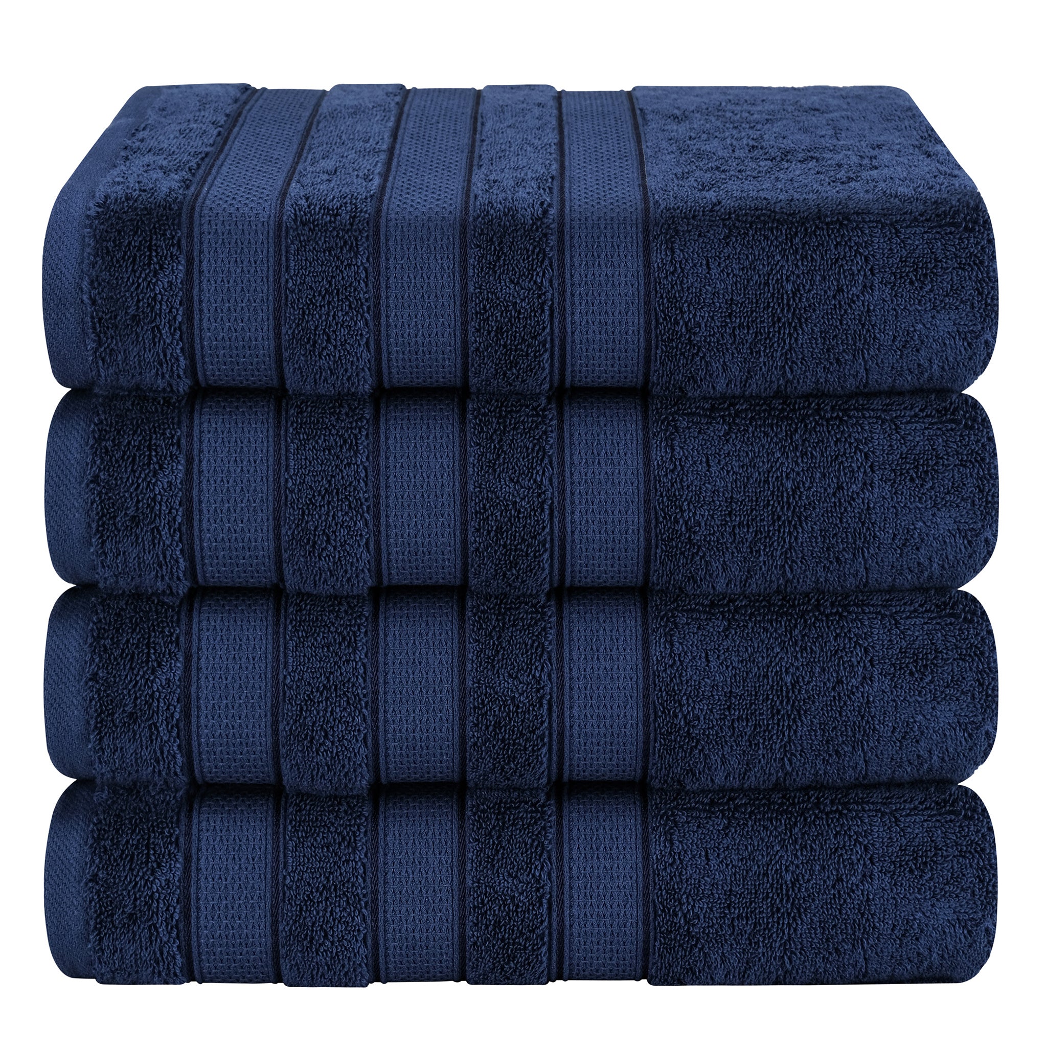 American-softlinen Salem 4-Piece Bath Towel Sets, 100% Cotton Luxury Turkish Towels, Super Soft Extra Large Bath Towels - Navy Blue 1