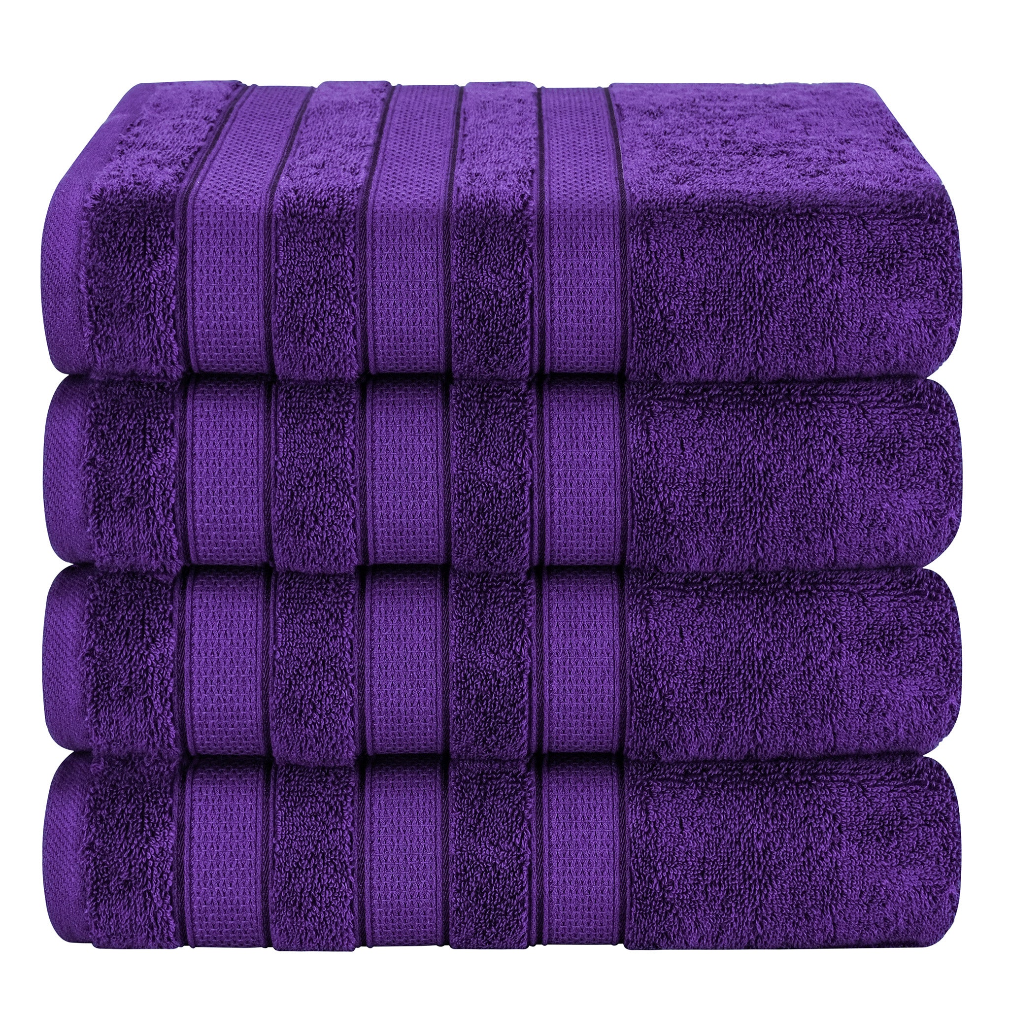 American-softlinen Salem 4-Piece Bath Towel Sets, 100% Cotton Luxury Turkish Towels, Super Soft Extra Large Bath Towels - Purple 1