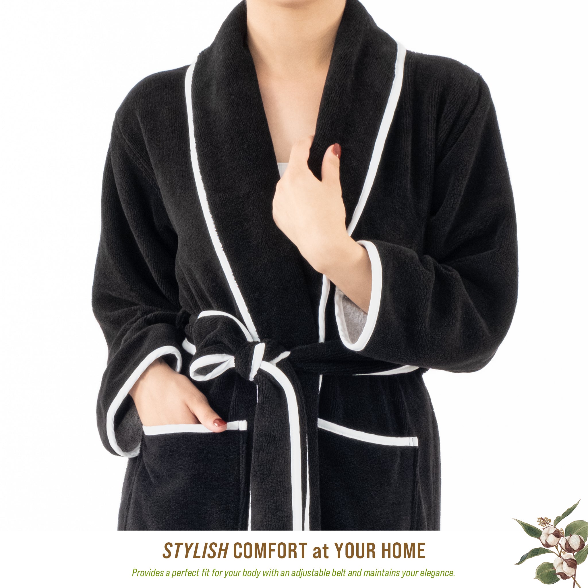 American-softlinen Triga - Bamboo Robes for Women and Men, Unisex Plush Spa Lounging Bathrobe, 1 Piece Cozy Robe for Couples After Shower