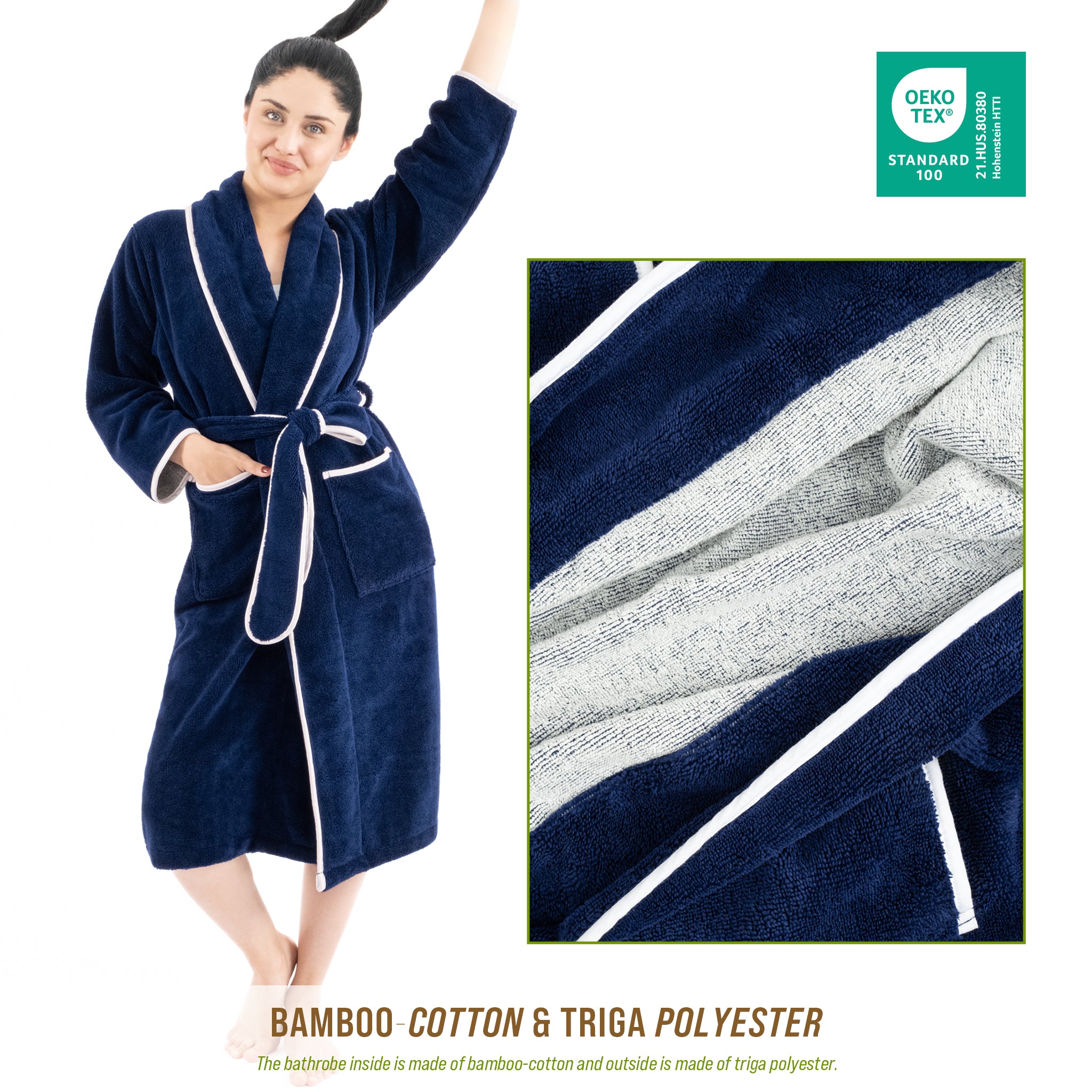 American-softlinen Triga - Bamboo Robes for Women and Men, Unisex Plush Spa Lounging Bathrobe, 1 Piece Cozy Robe for Couples After Shower