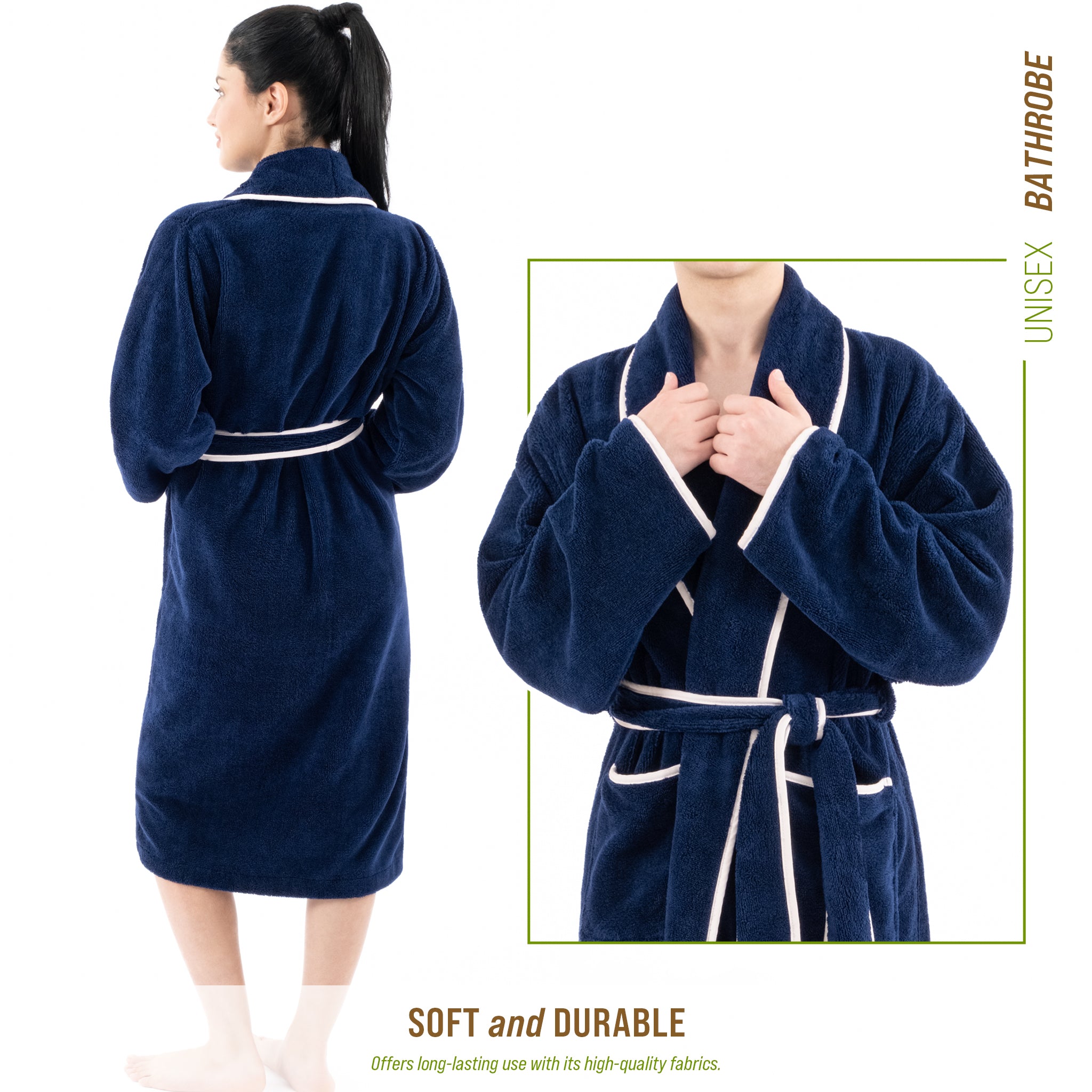 American-softlinen Triga - Bamboo Robes for Women and Men, Unisex Plush Spa Lounging Bathrobe, 1 Piece Cozy Robe for Couples After Shower