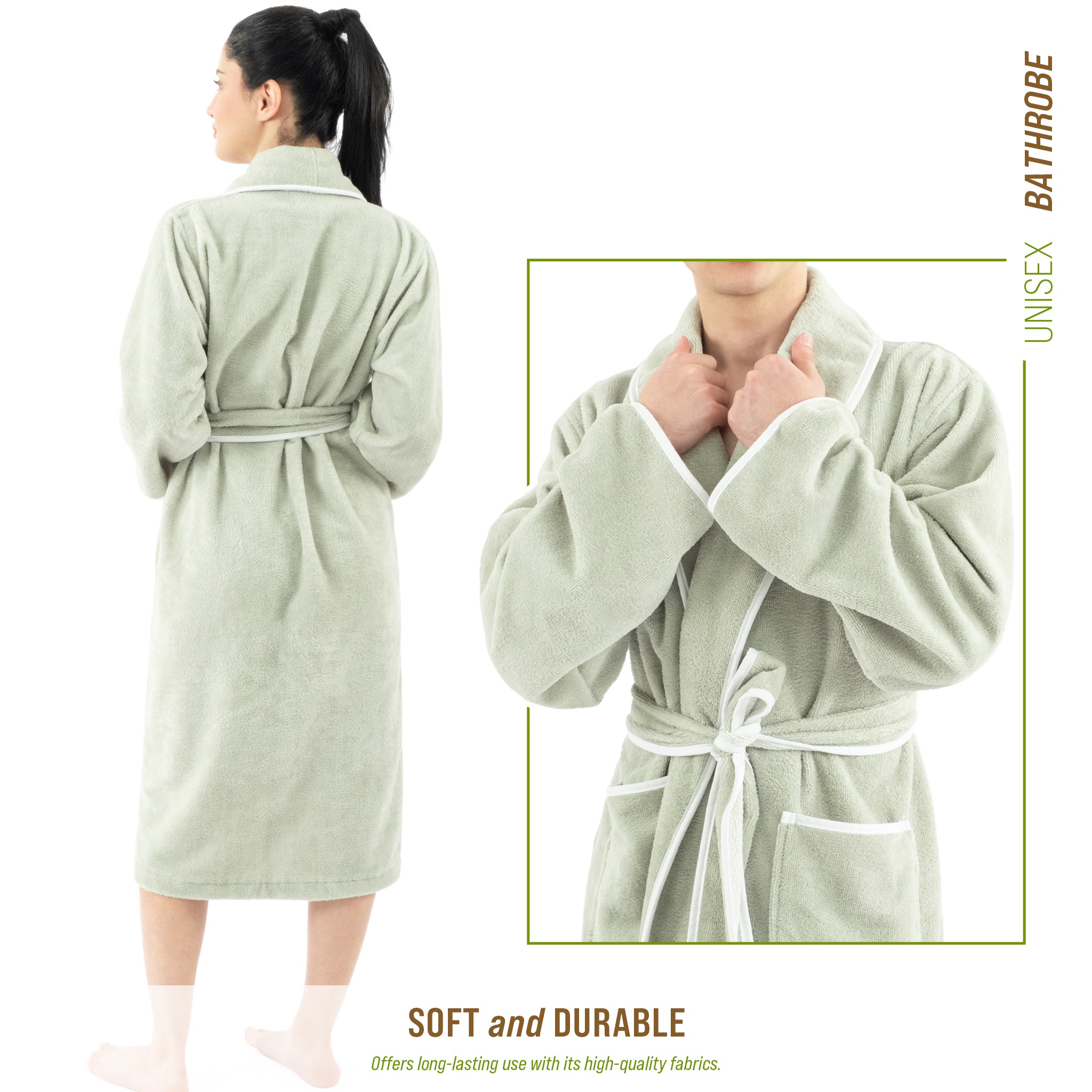 American-softlinen Triga - Bamboo Robes for Women and Men, Unisex Plush Spa Lounging Bathrobe, 1 Piece Cozy Robe for Couples After Shower