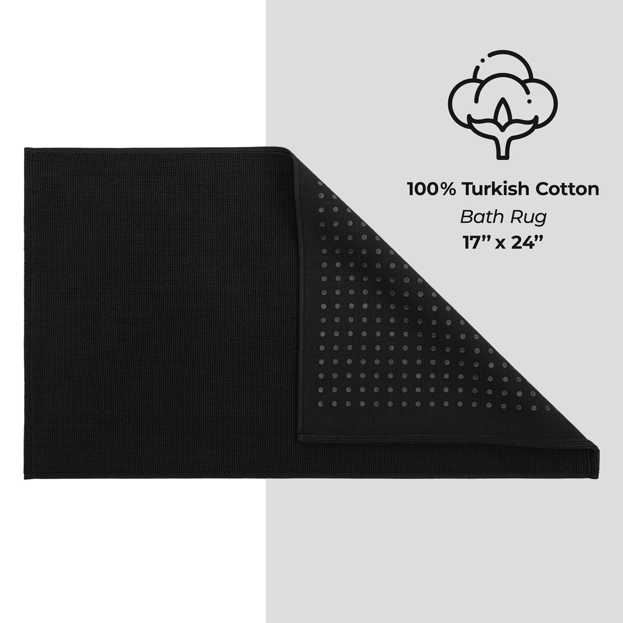 American-softlinen 100% Cotton Non-Slip 17x24 Inch Bath Rug Wholesale black-4