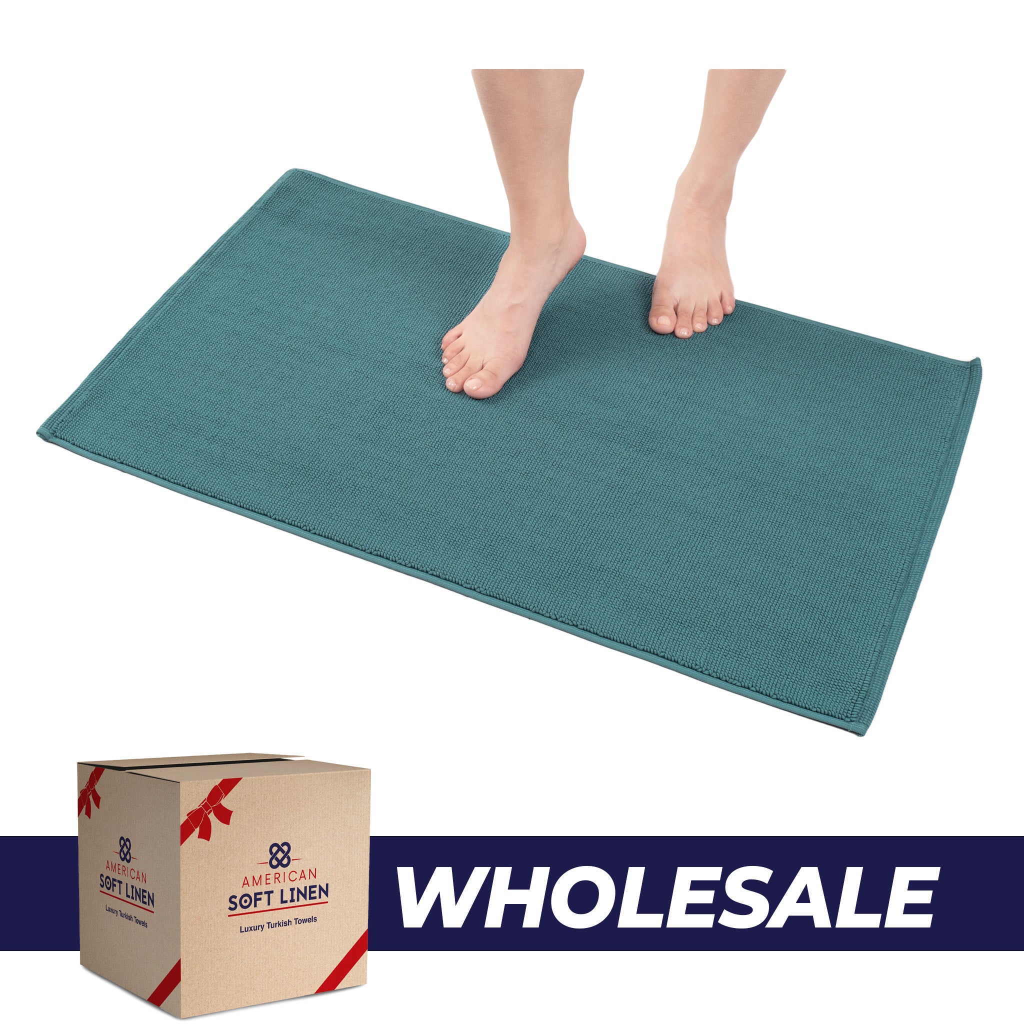 American-softlinen 100% Cotton Non-Slip 17x24 Inch Bath Rug Wholesale colonial-blue-0
