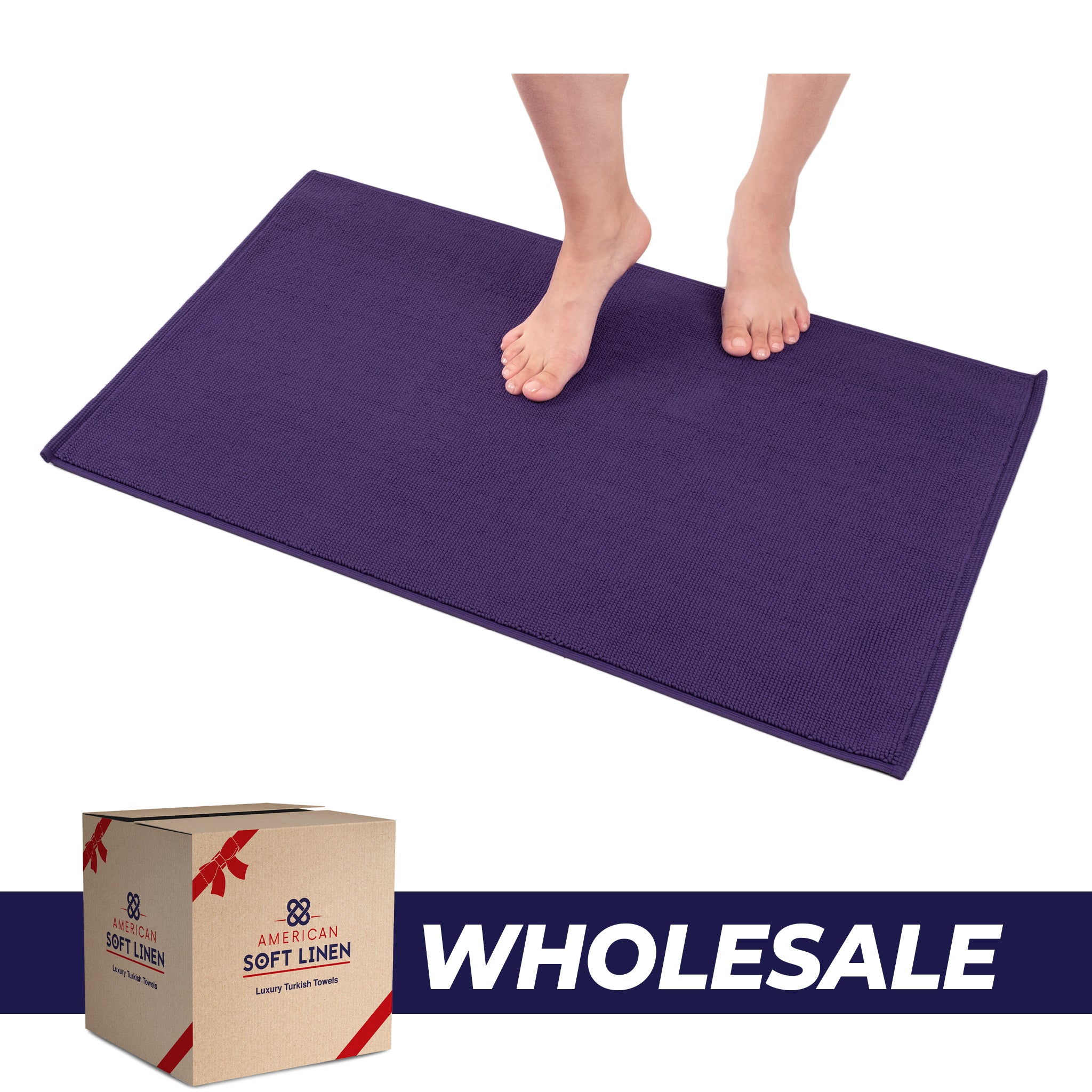 American-softlinen 100% Cotton Non-Slip 17x24 Inch Bath Rug Wholesale purple-0