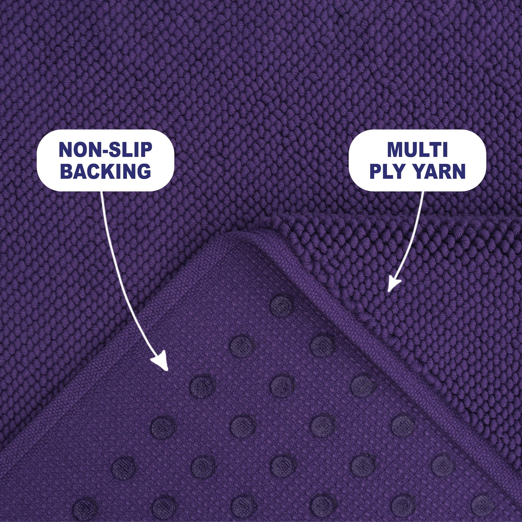 American-softlinen 100% Cotton Non-Slip 17x24 Inch Bath Rug Wholesale purple-2
