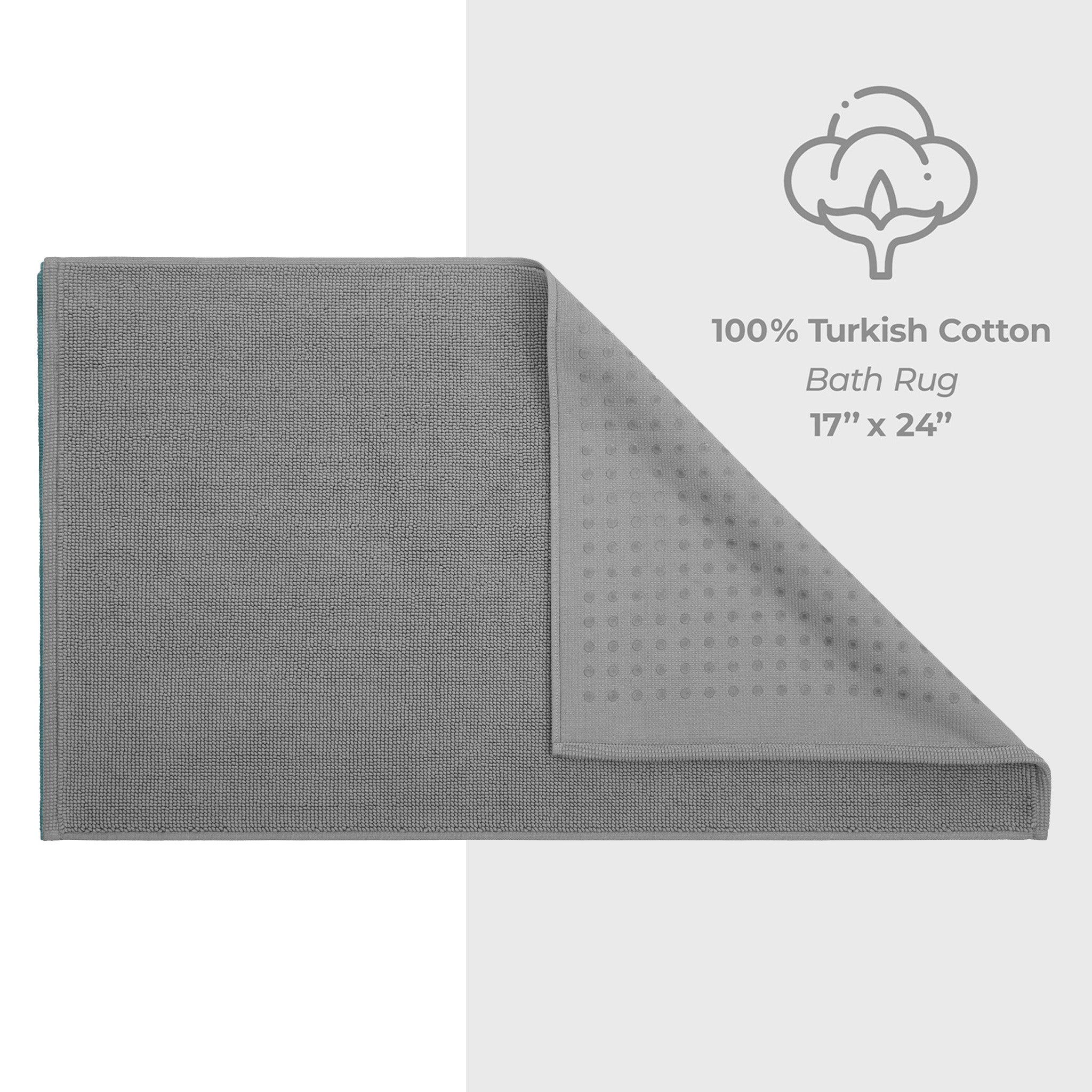 American-softlinen 100% Cotton Non-Slip 17x24 Inch Bath Rug Wholesale rockridge-gray-4