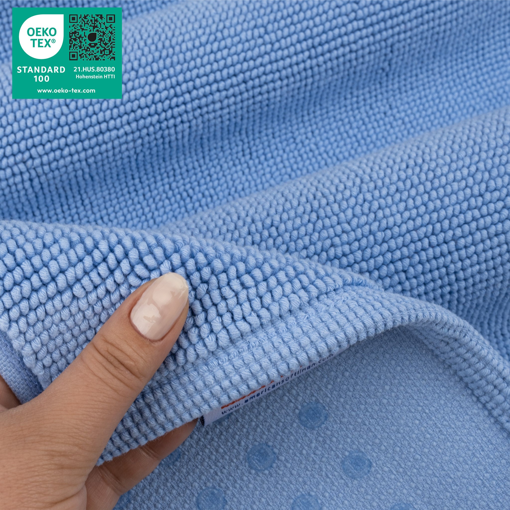 American-softlinen 100% Cotton Non-Slip 17x24 Inch Bath Rug Wholesale sky-blue-5