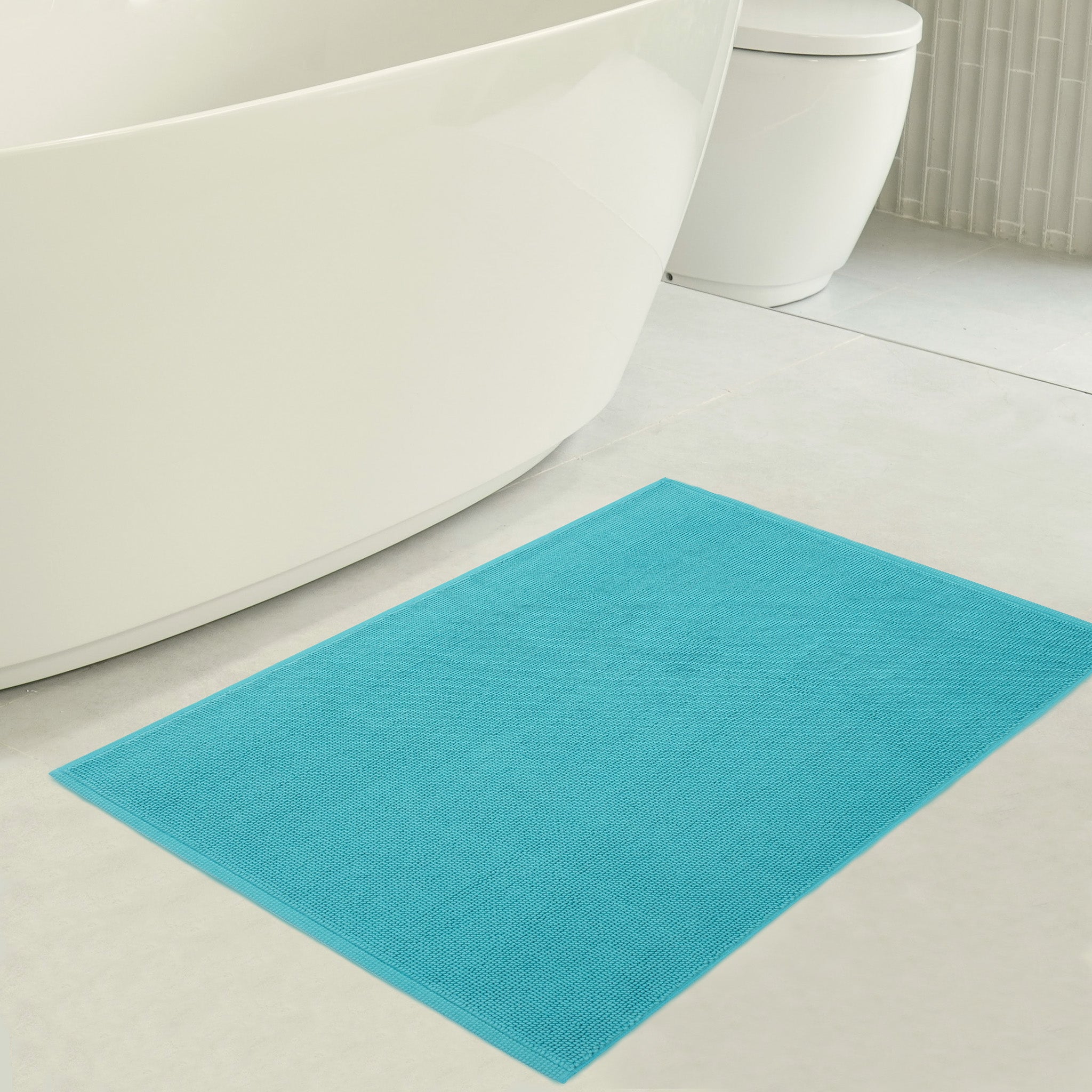 American-softlinen 100% Cotton Non-Slip 17x24 Inch Bath Rug Wholesale turquoise-blue-3
