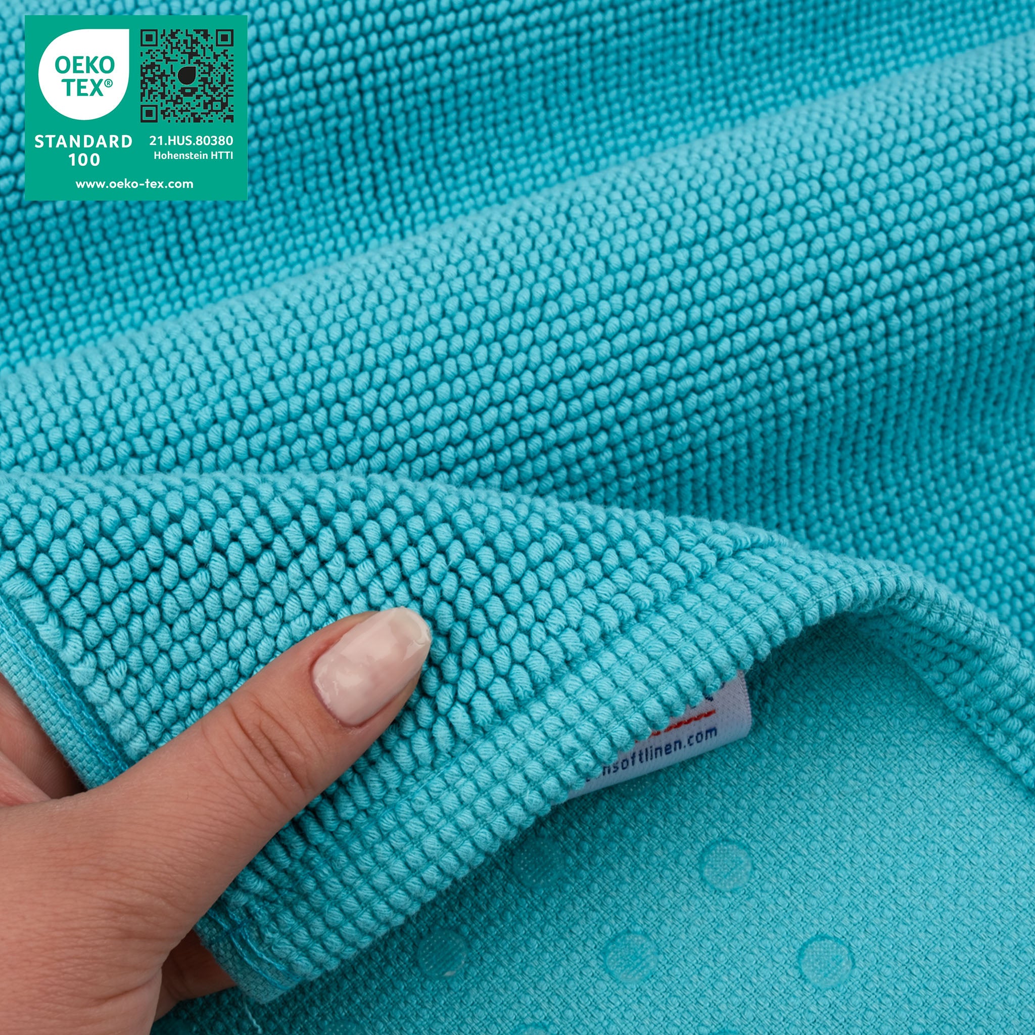 American-softlinen 100% Cotton Non-Slip 17x24 Inch Bath Rug Wholesale turquoise-blue-5