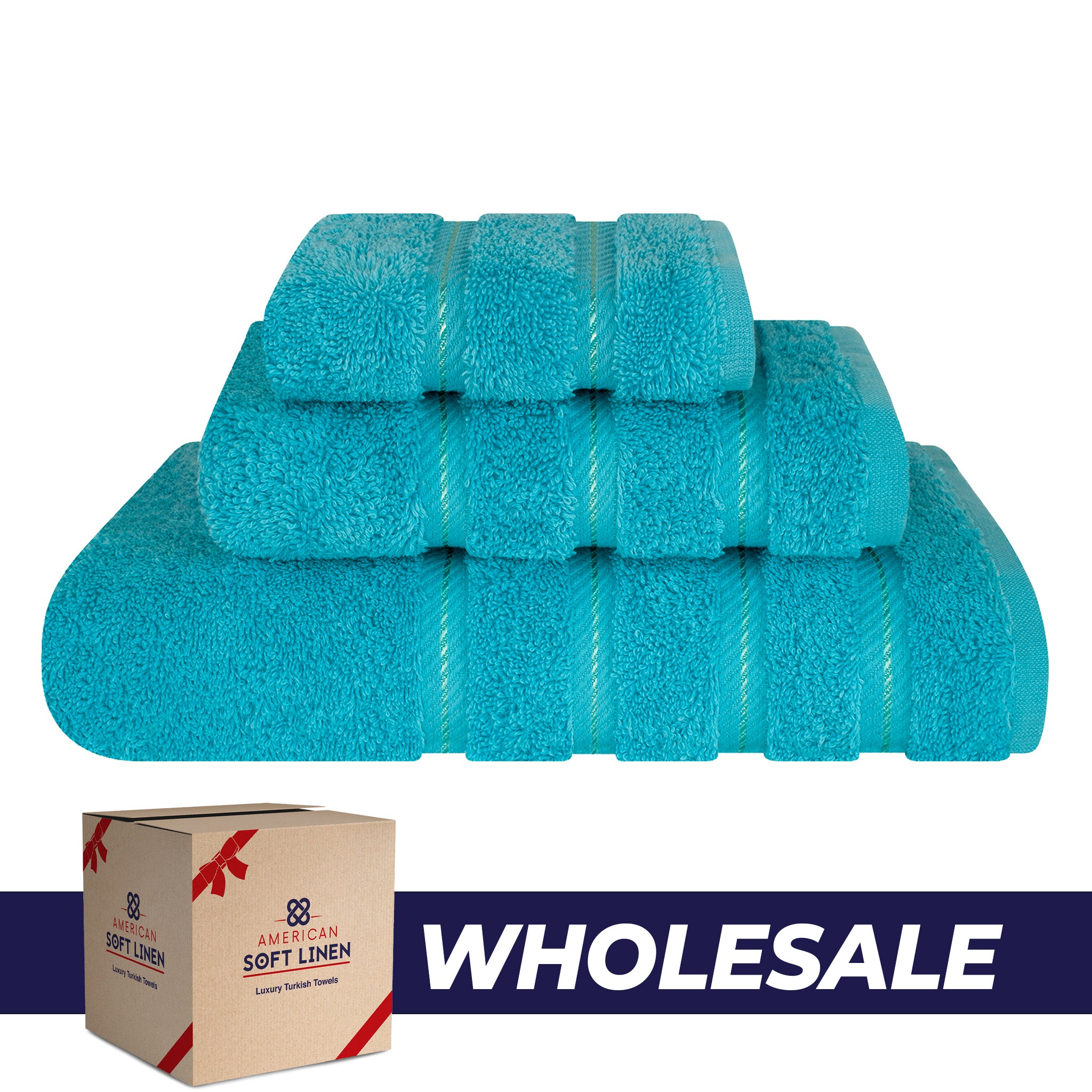 American-softlinen 3 Piece Luxury Hotel Towel Set 20 set case pack aqua-0