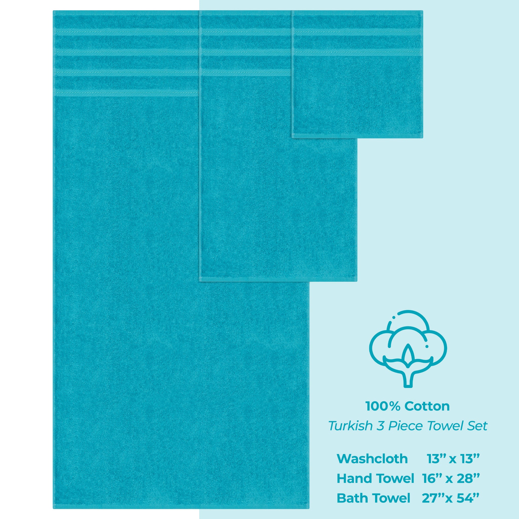 American-softlinen 3 Piece Luxury Hotel Towel Set 20 set case pack aqua-4
