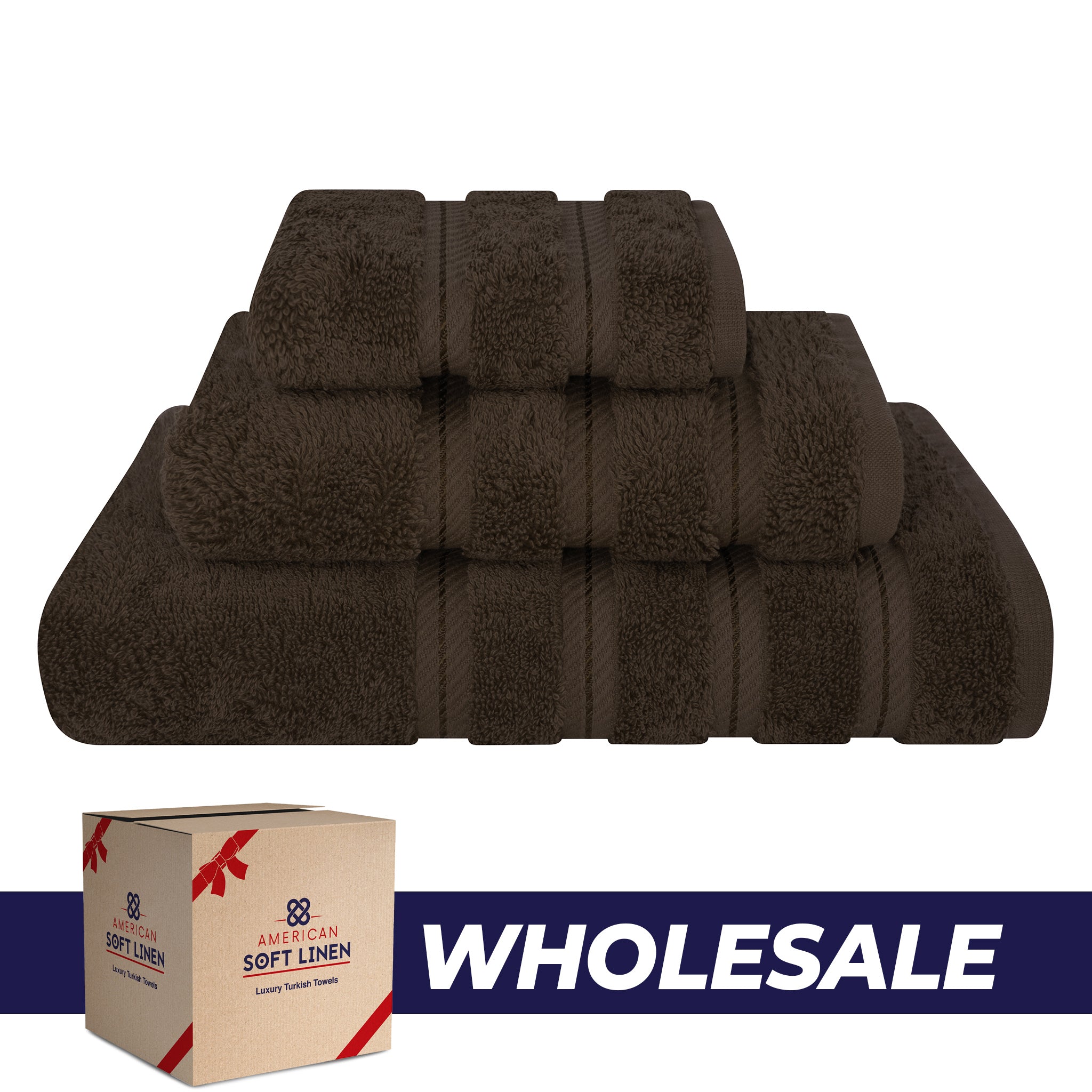 American-softlinen 3 Piece Luxury Hotel Towel Set 20 set case pack chocolate-brown-0