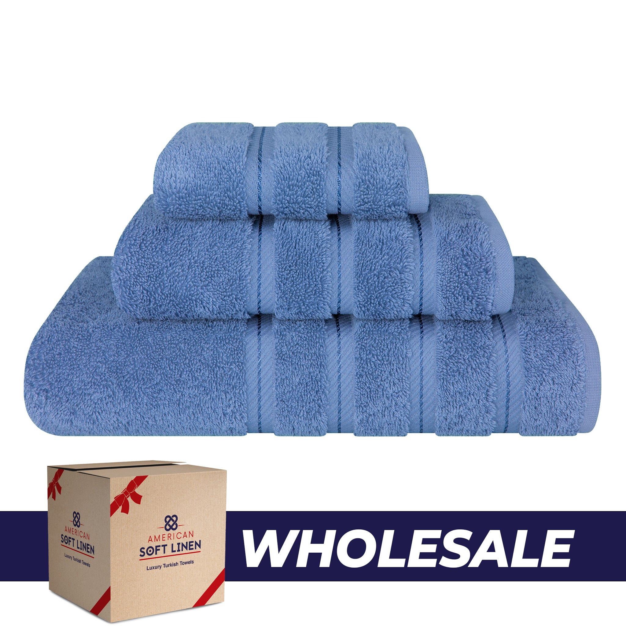 American-softlinen 3 Piece Luxury Hotel Towel Set 20 set case pack electric-blue-0
