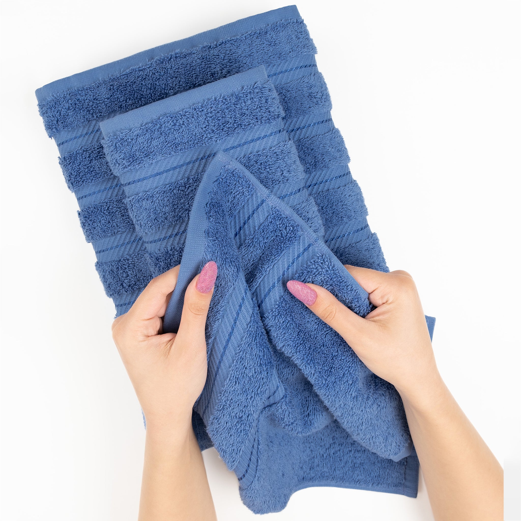 American-softlinen 3 Piece Luxury Hotel Towel Set 20 set case pack electric-blue-5