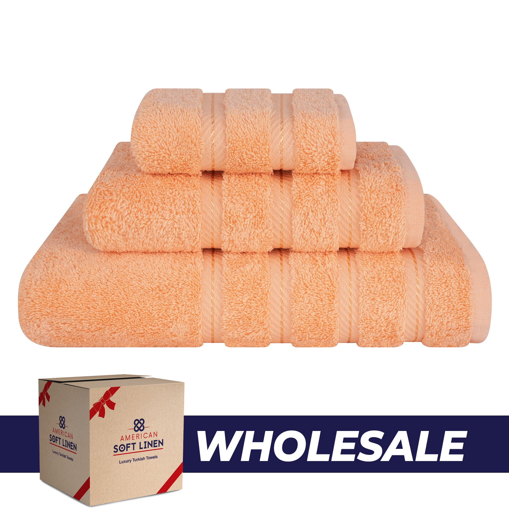 American-softlinen 3 Piece Luxury Hotel Towel Set 20 set case pack malibu-peach-0