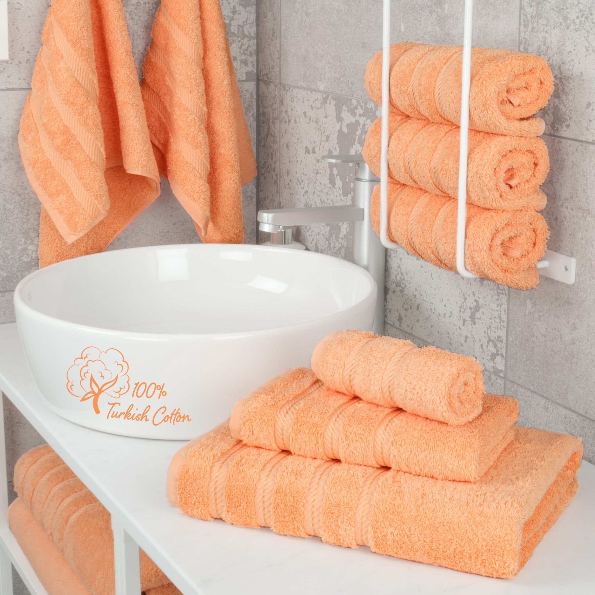 American-softlinen 3 Piece Luxury Hotel Towel Set 20 set case pack malibu-peach-2