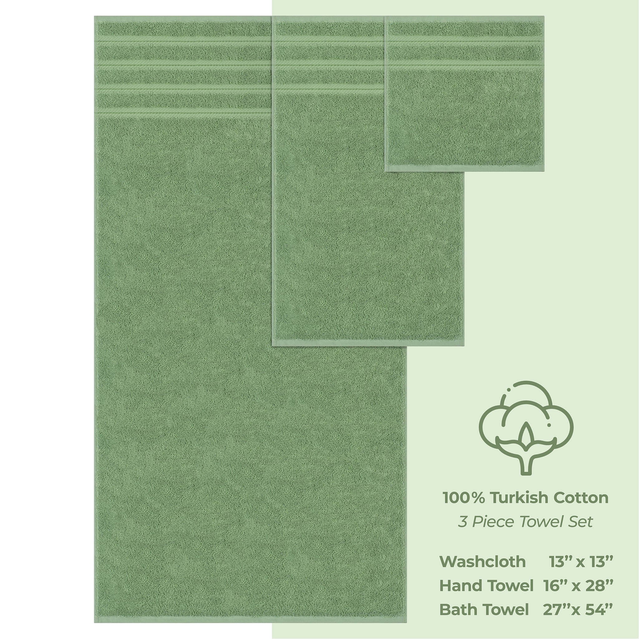 American-softlinen 3 Piece Luxury Hotel Towel Set 20 set case pack sage-green-4