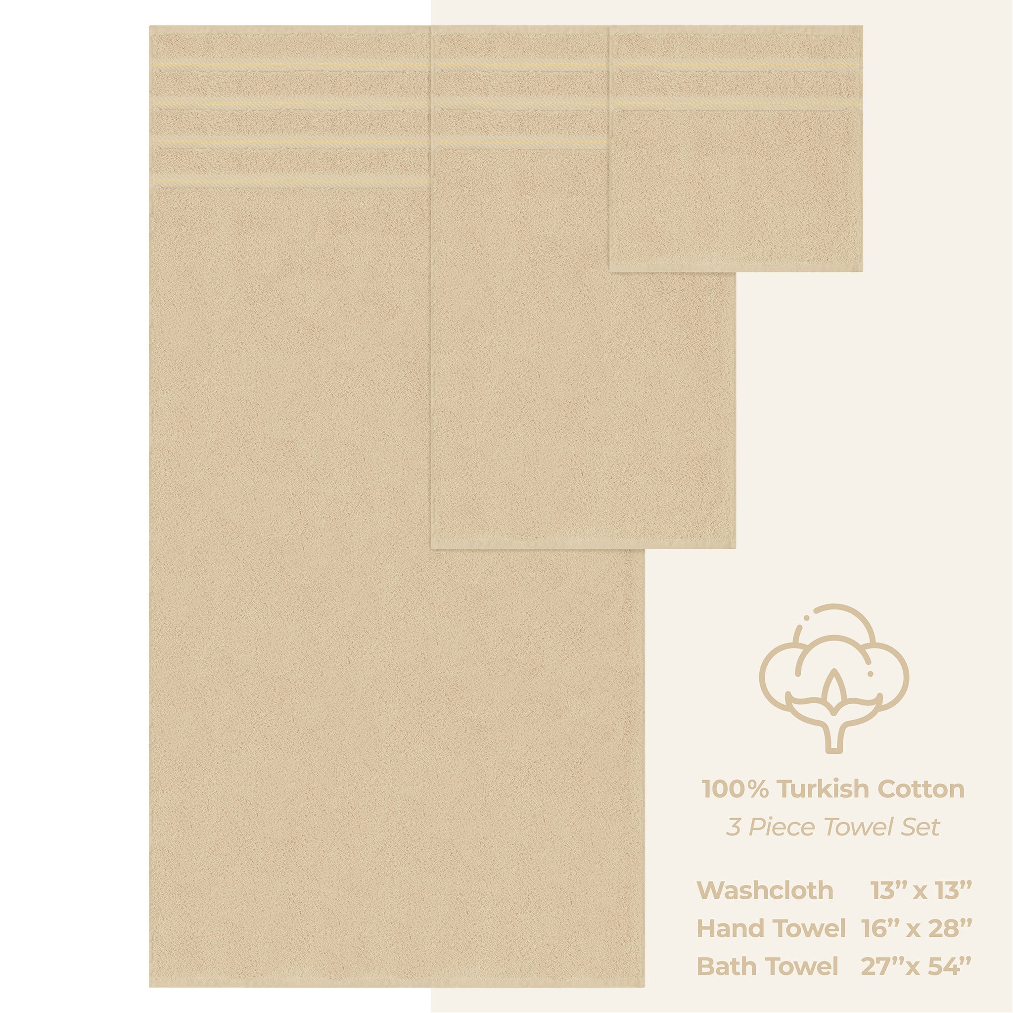 American-softlinen 3 Piece Luxury Hotel Towel Set 20 set case pack sand-taupe-4