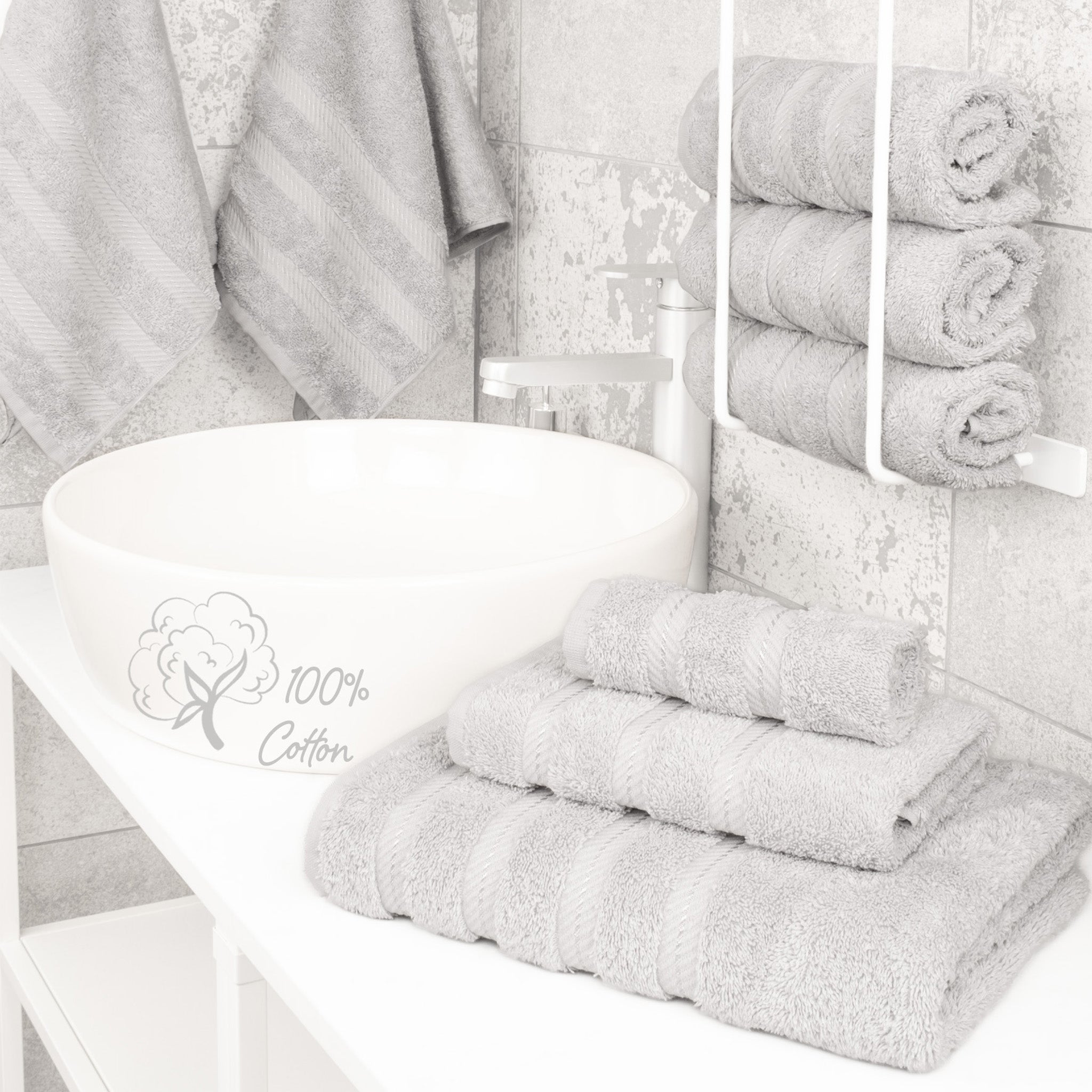 American-softlinen 3 Piece Luxury Hotel Towel Set 20 set case pack silver-gray-2