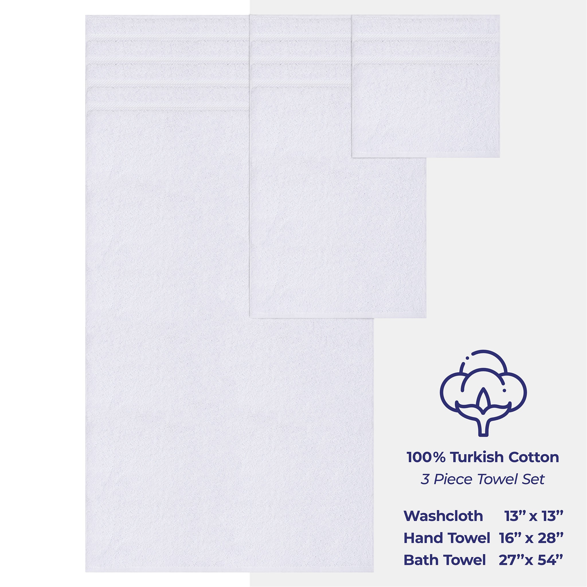 American-softlinen 3 Piece Luxury Hotel Towel Set 20 set case pack white-4