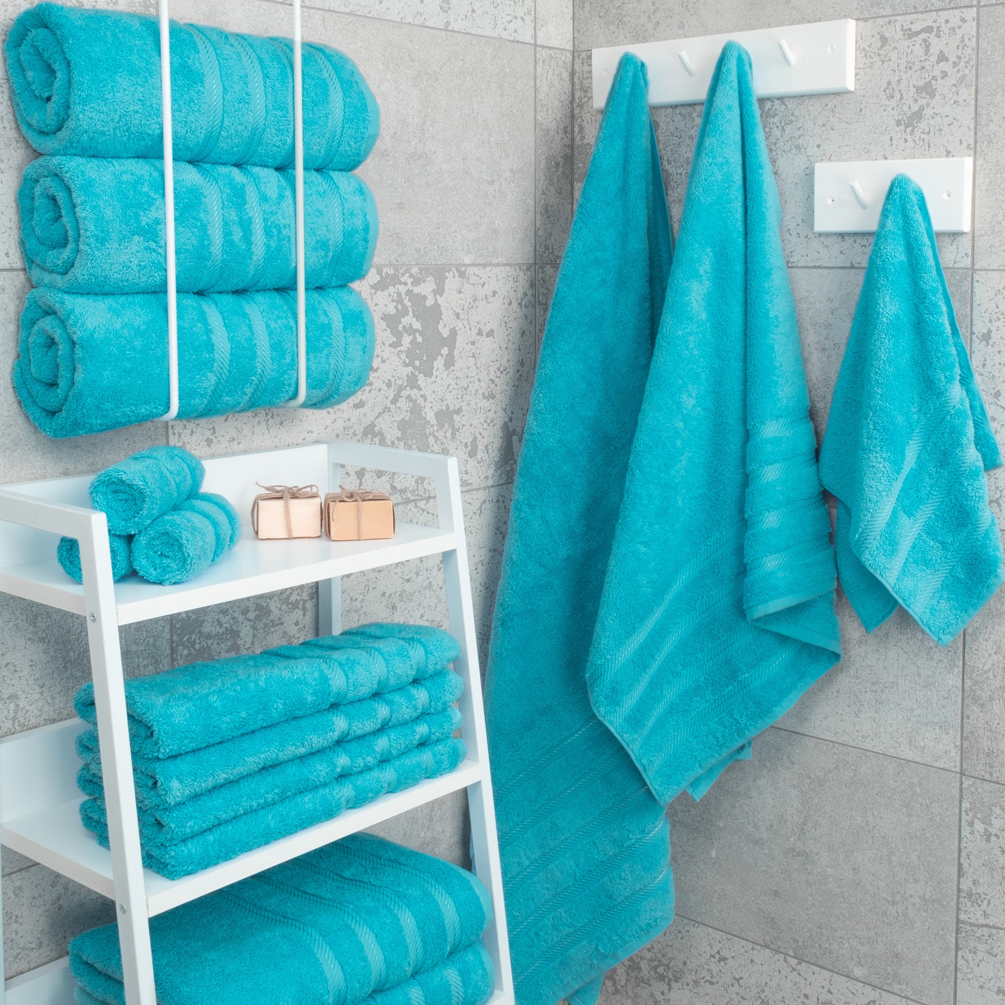 American-softlinen 100% Turkish Cotton 4 Pack Bath Towel Set Wholesale aqua-2