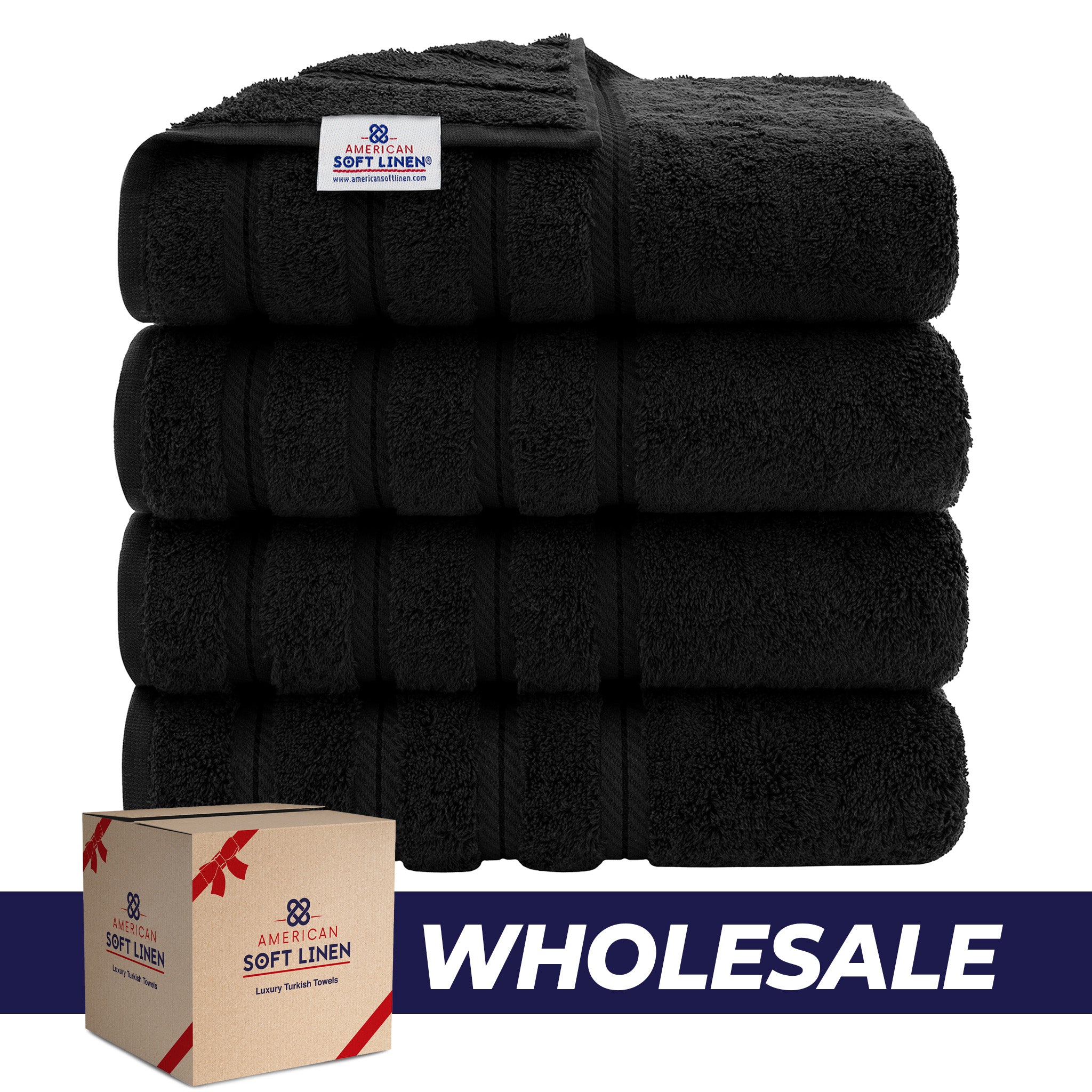 American-softlinen 100% Turkish Cotton 4 Pack Bath Towel Set Wholesale black-0